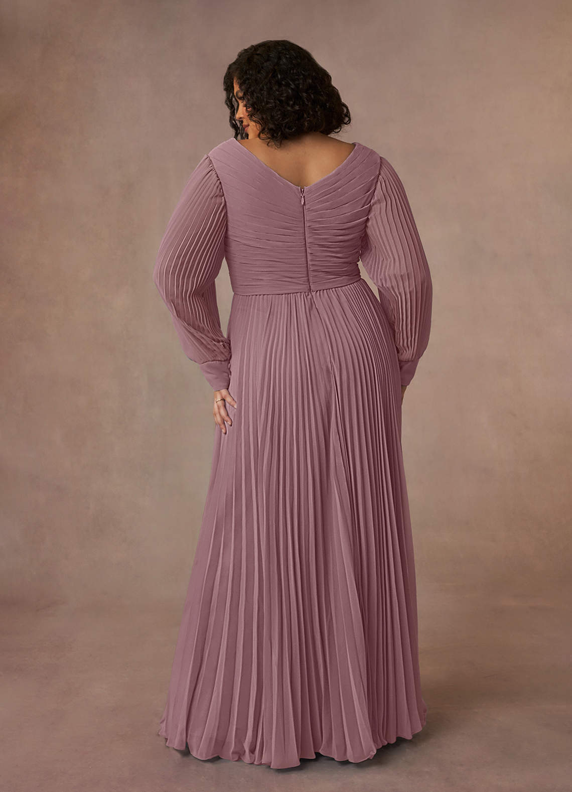 Azazie Zina Mother of the Bride Dresses Dusty Rose A-Line Pleated Chiffon Dress image7