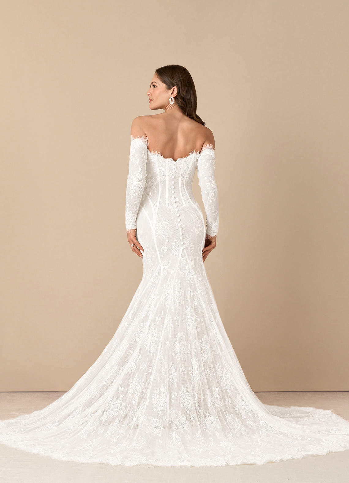 Azazie Katherine Wedding Dresses Diamond White Mermaid Off the Shoulder Tulle Dress image3