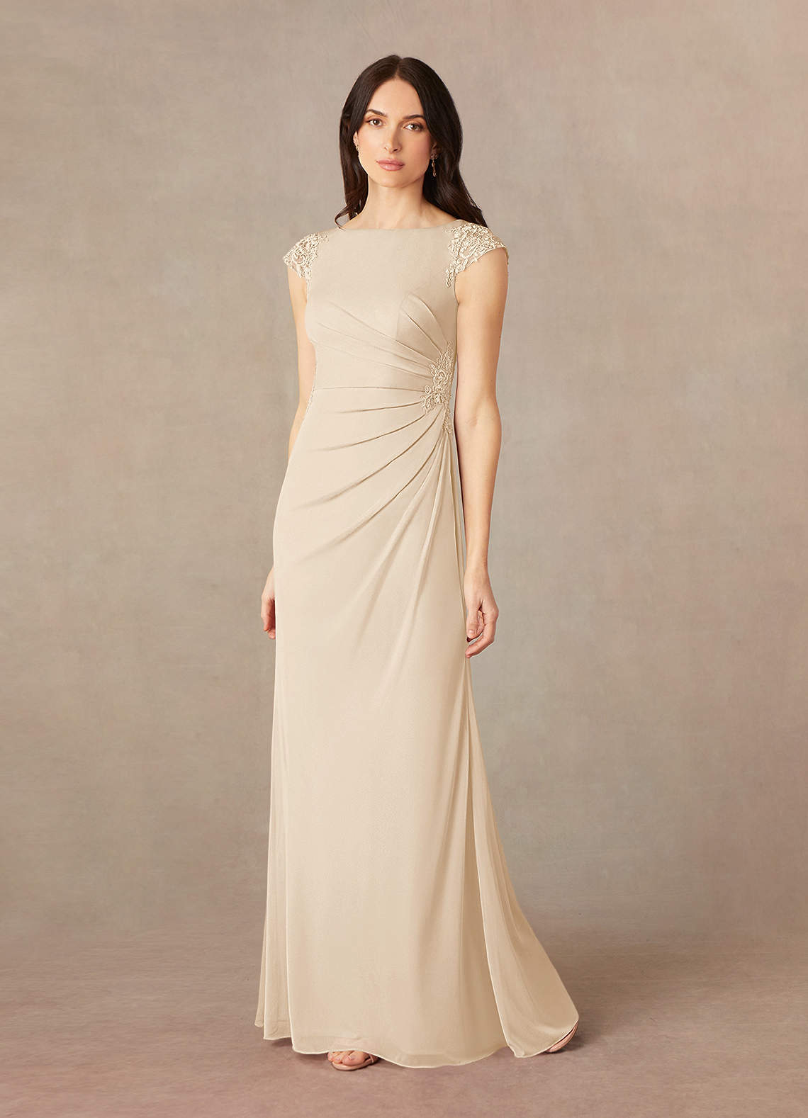 Azazie Janie Kleider für die Brautmutter Meerjungfrau-Linie Spitze Kleid Champagner image1