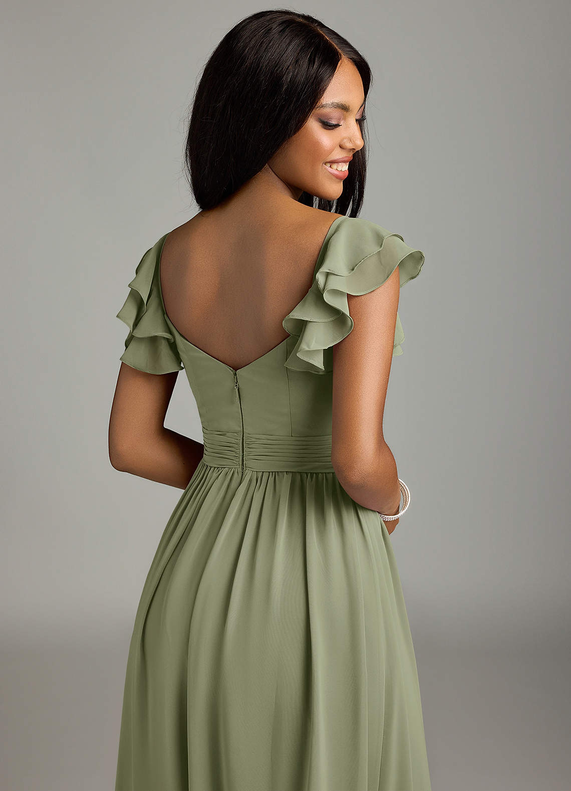 Azazie Anaya Bridesmaid Dresses Pistachio A-Line Sweetheart Neckline Chiffon Dress image1