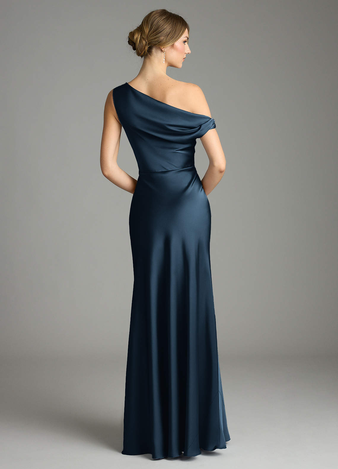 Azazie Emerson Dark Navy Stretch Satin Bridesmaid Dresses | Azazie
