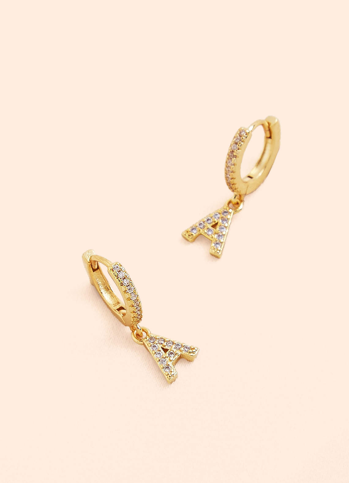 front Pave Initial Huggie Earrings