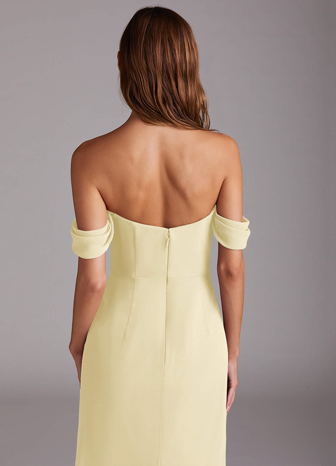 Azazie Saige Bridesmaid Dresses Lemon Sorbet A-Line Off the Shoulder Chiffon Convertible Dress image5