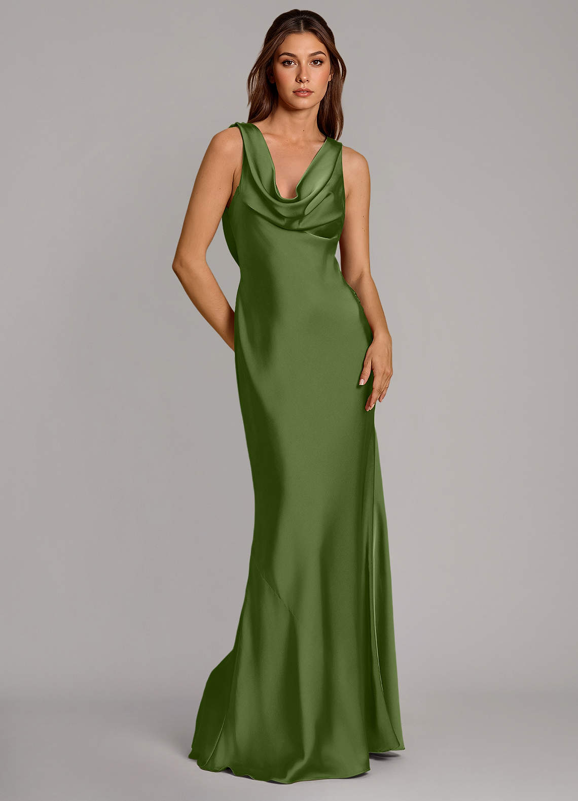 Azazie Cheryl Bridesmaid Dresses Juniper Mermaid Stretch Satin Dress image1