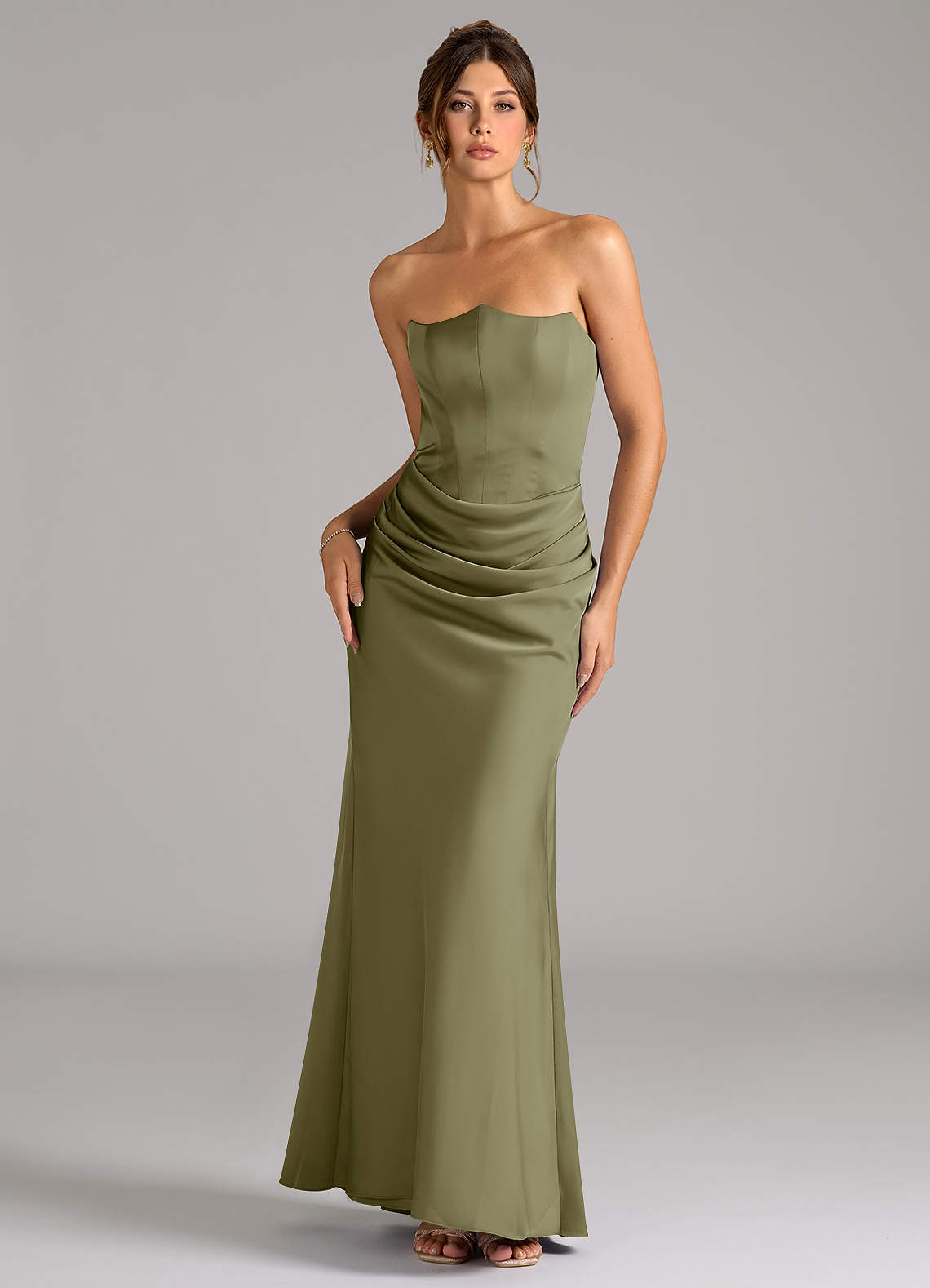 Azazie Debby Bridesmaid Dresses Pistachio Mermaid Strapless Stretch Satin Convertible Dress image1