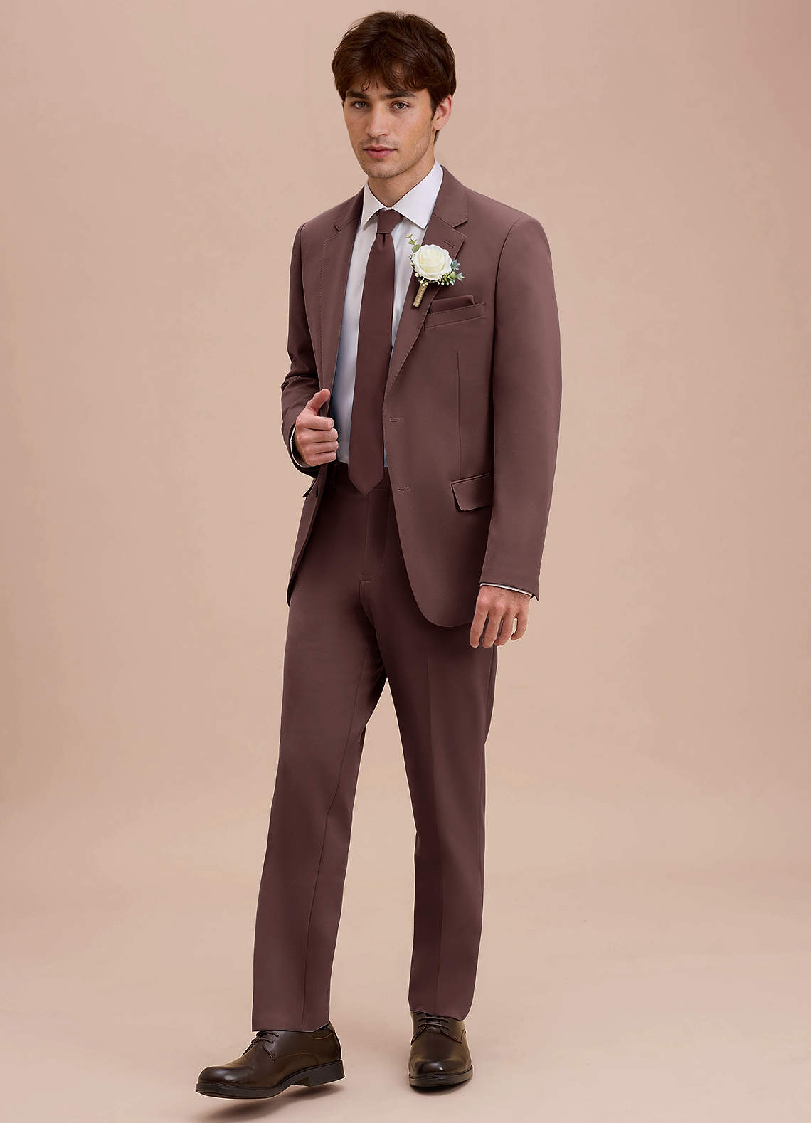 front Ethan Espresso Refined Weave Performance Suit