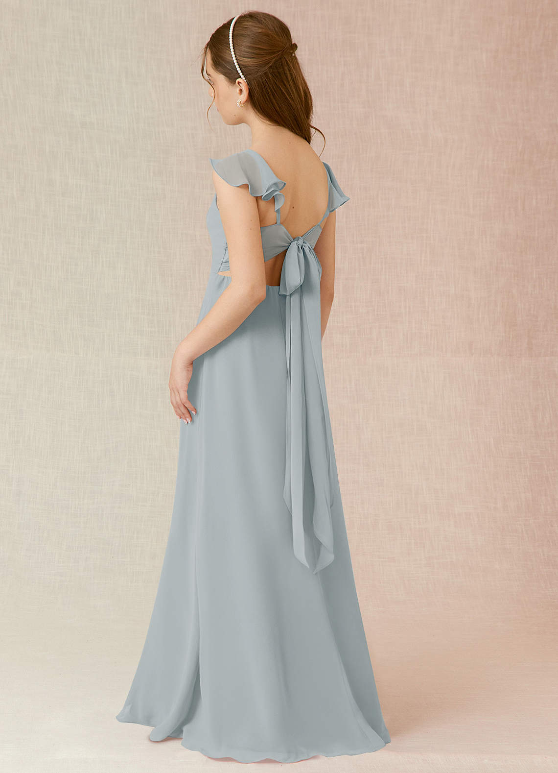 Azazie Everett Junior Dolphin Grey A-Line Chiffon Dress image3