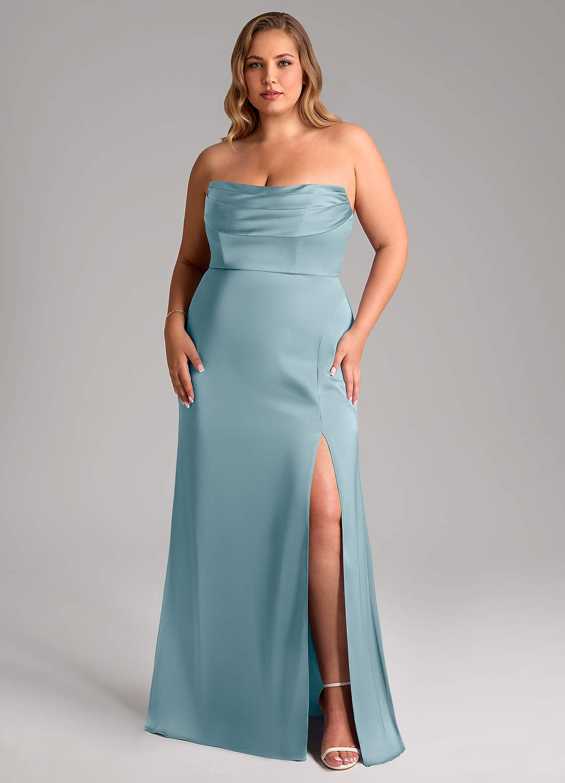monsoon blue bridesmaid dress Raw Sienna Satin Bridesmaid Dress Mermaid Floor-Length main image 0