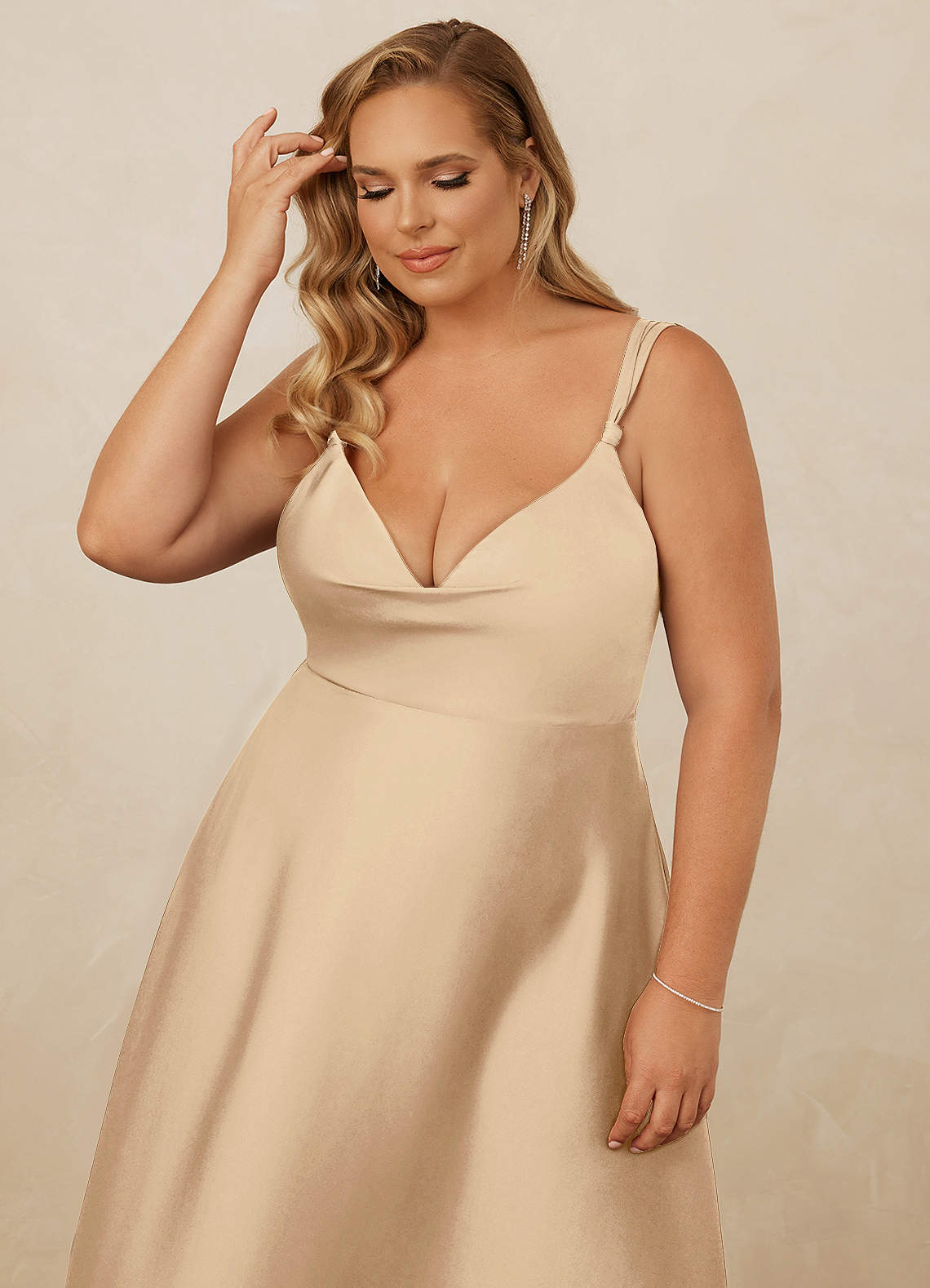 Christian Siriano Bridal for Azazie 1001 Bridesmaid Dresses Cowl Neck Stretch Satin A-line Dress image15
