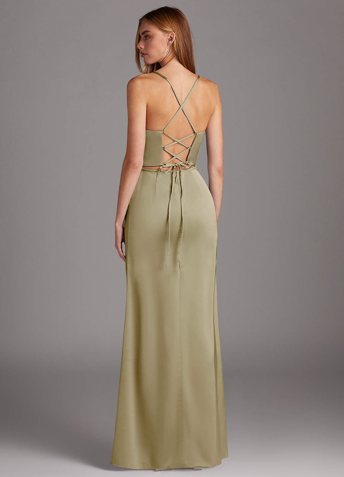 Azazie Brookelle Moss Green Stretch Satin Bridesmaid Dresses | Azazie