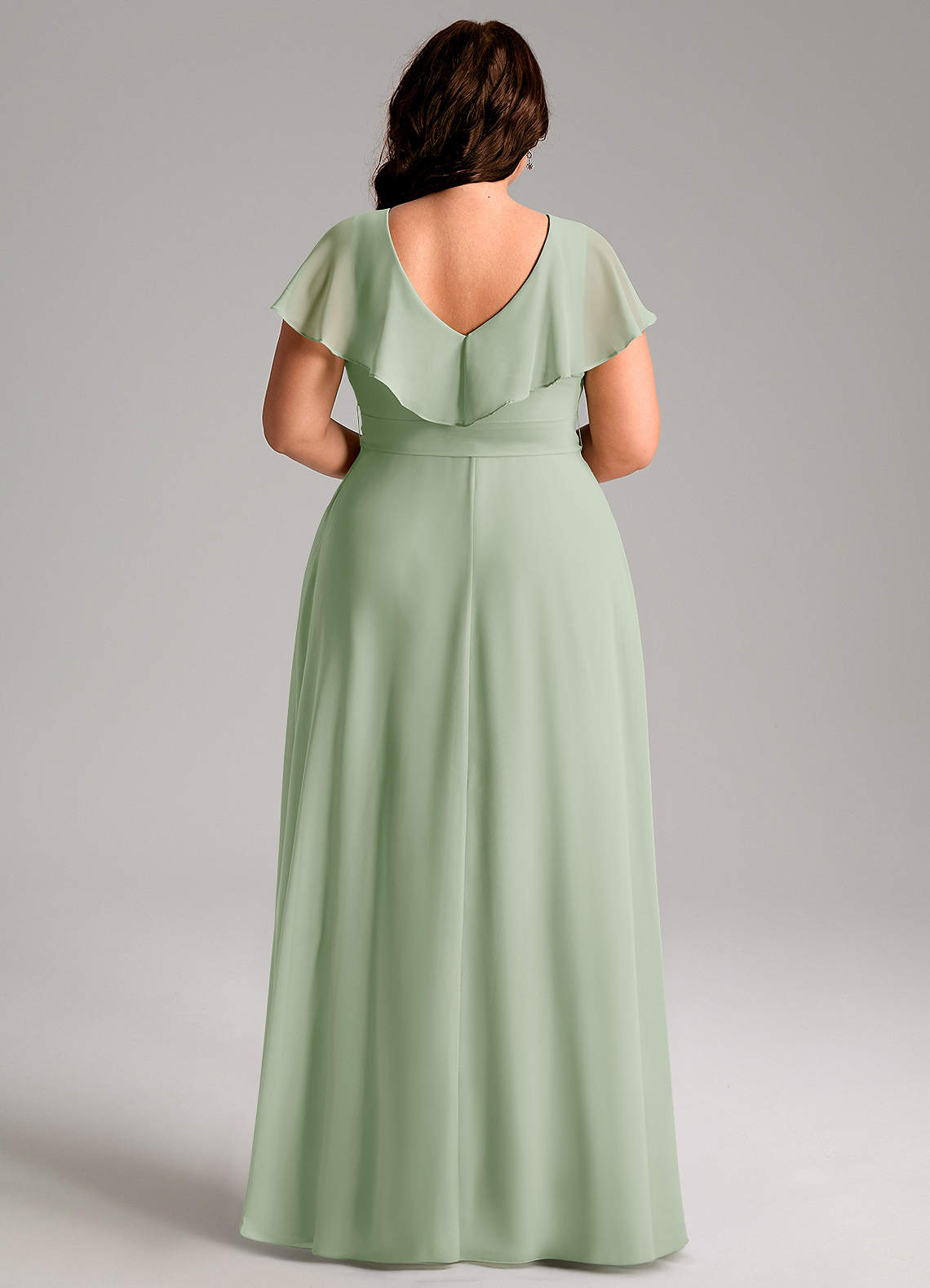 Azazie Lainey Bridesmaid Dresses Dusty Sage A-Line with Pockets Chiffon Dress image8