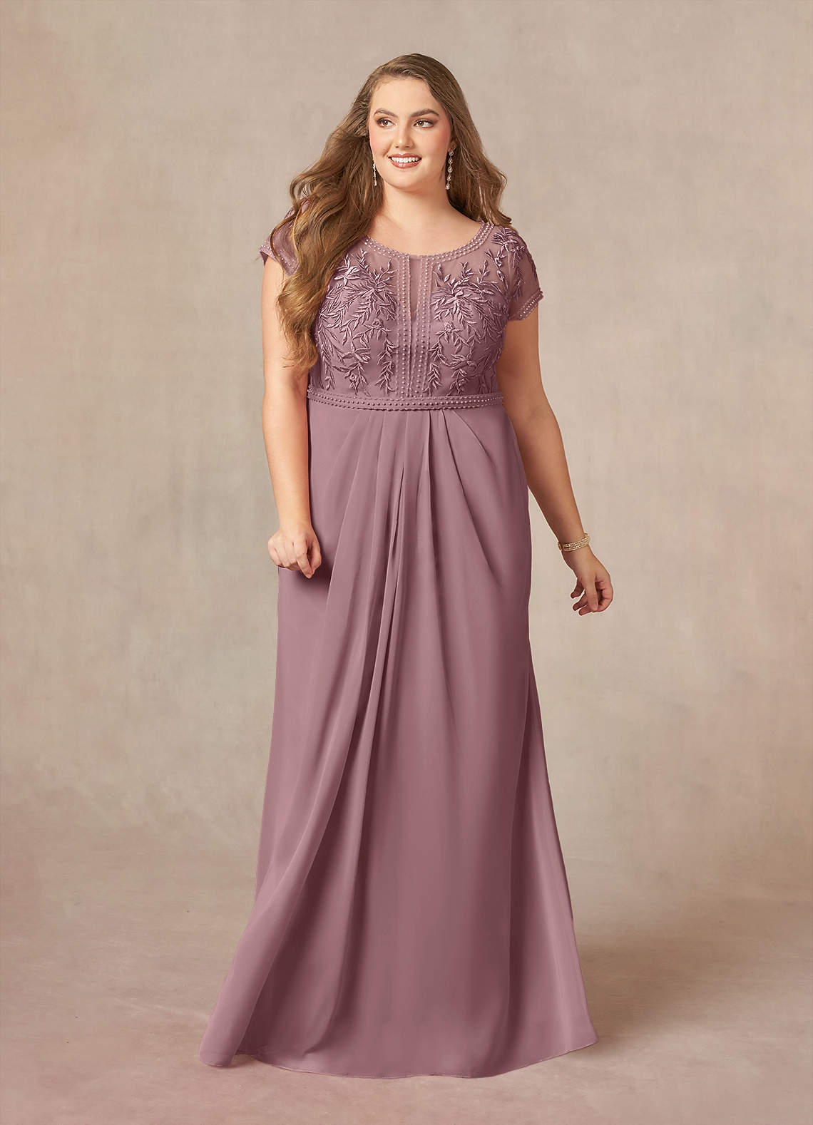 Azazie Silvia Final Sale Blushing Pink A-Line Lace Chiffon Dress image1