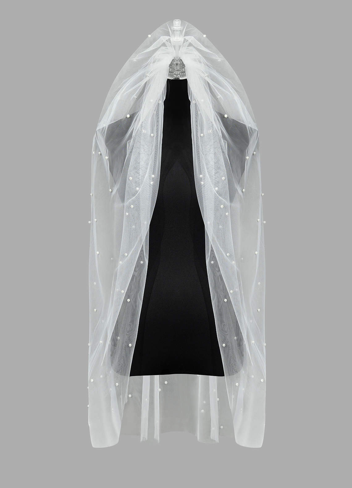 front Olive Pearl Hip Length Veil