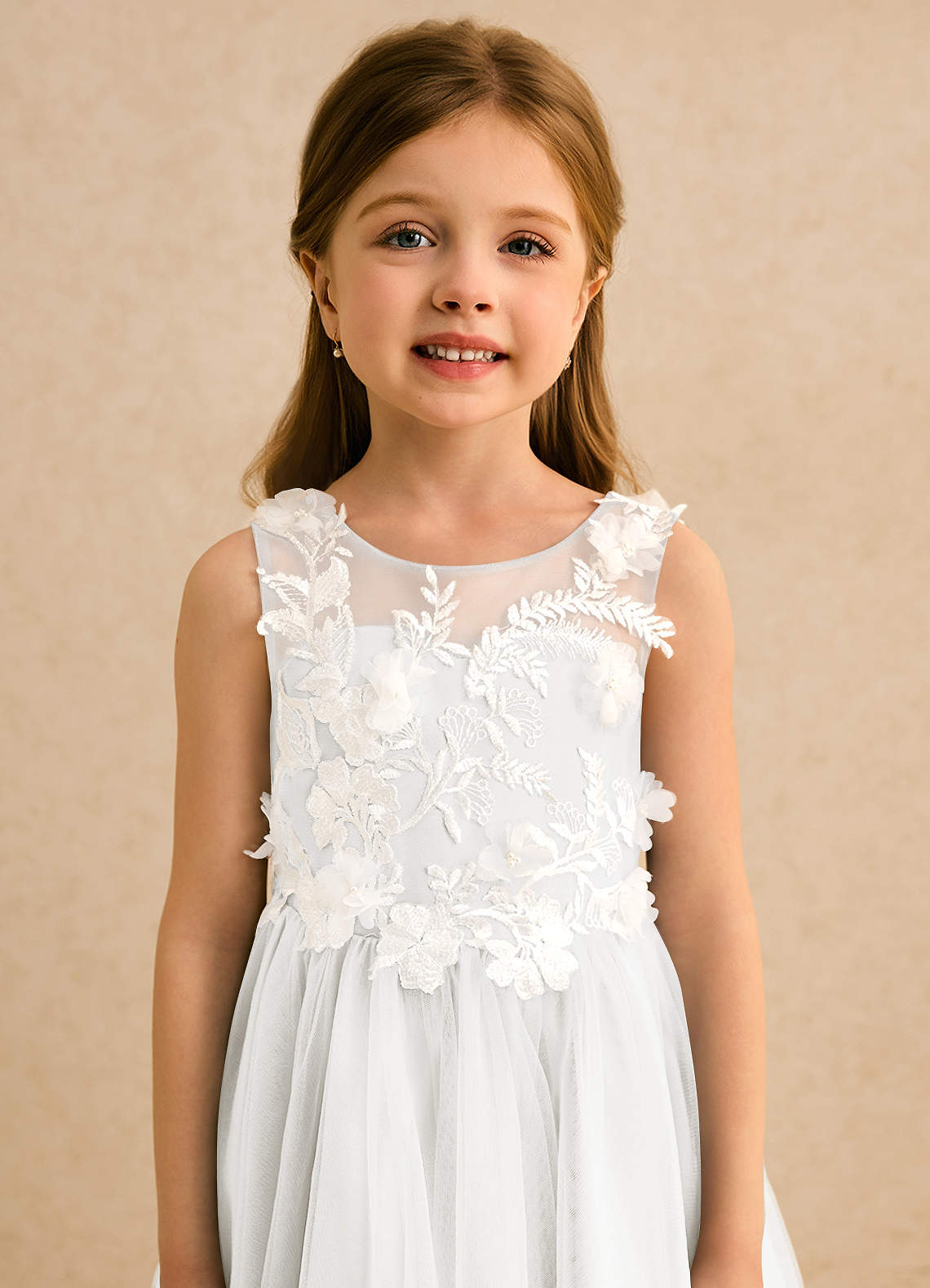 Azazie Mixie Flower Girl Dresses Ivory Ball-Gown Lace Dress image6
