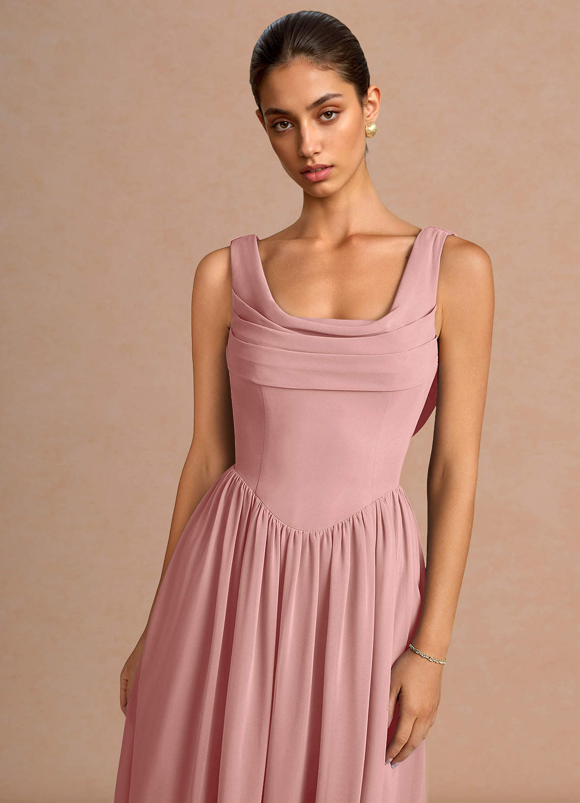 dusty pink cocktail dress Azazie Square A-Line Midi Cocktail Dresses in Dusty Pink