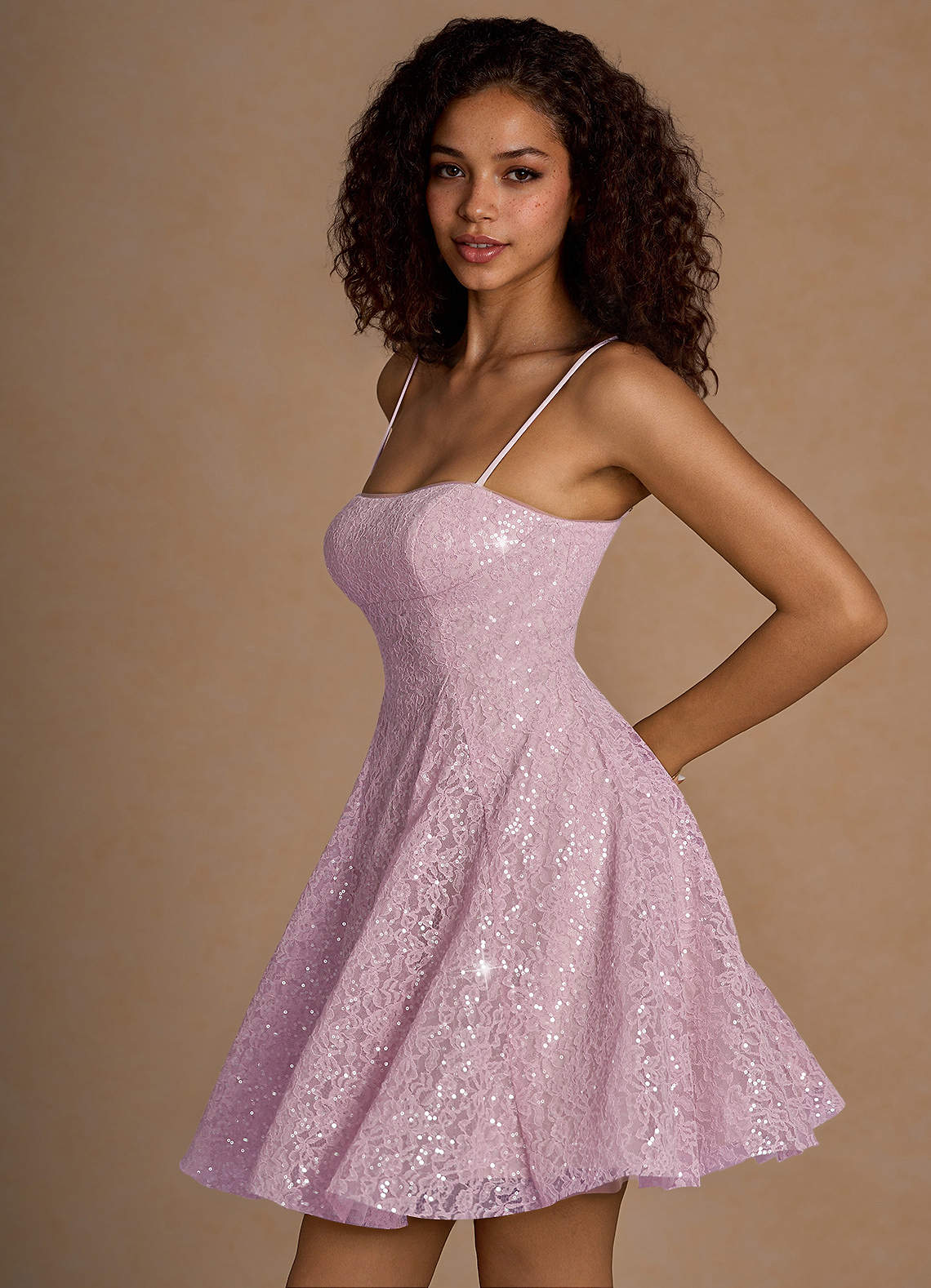Xenia Pink Sequin Mini Dress | Azazie CA