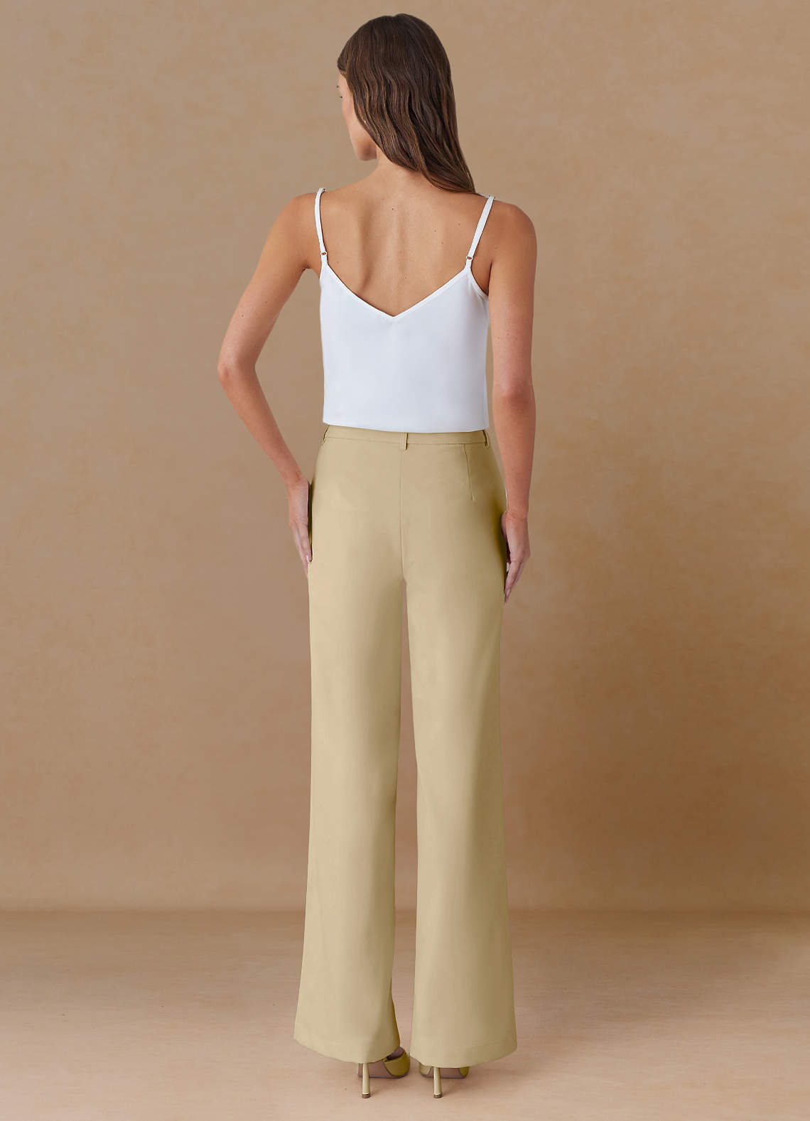 front Marina Champagne Raffinerade vävda raka byxor