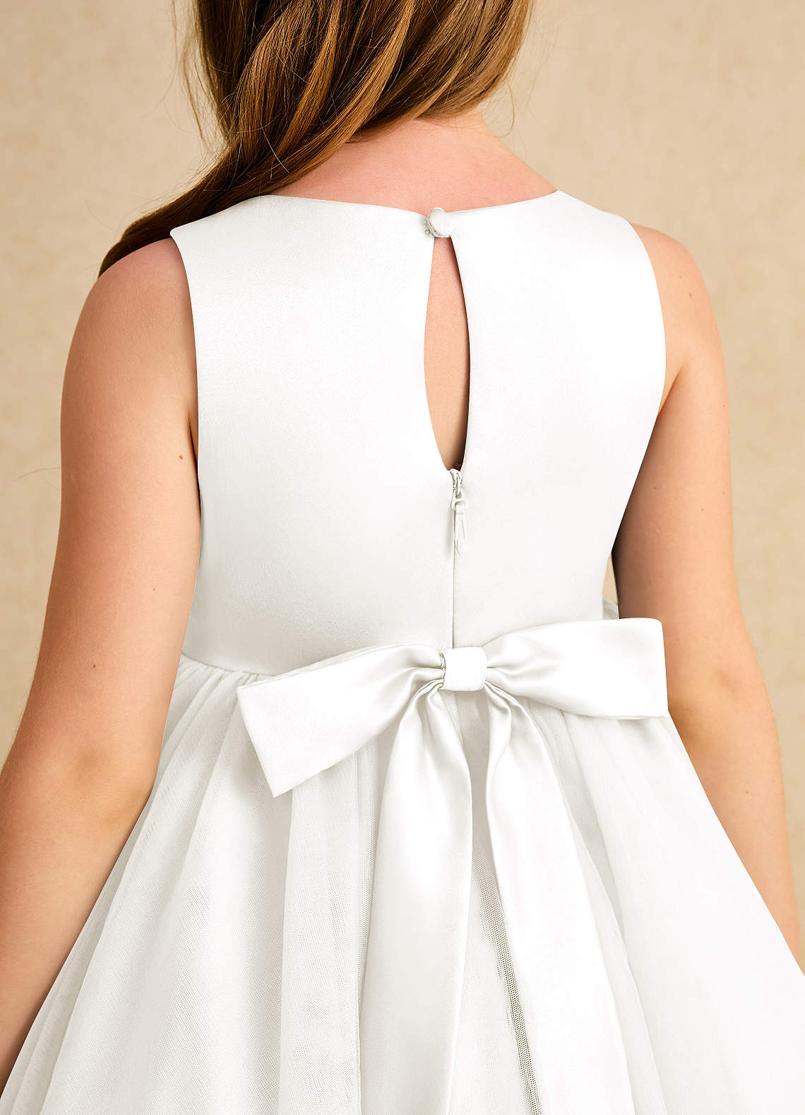 Azazie Prima Flower Girl Dresses Ivory A-Line Bow Tulle Dress image5