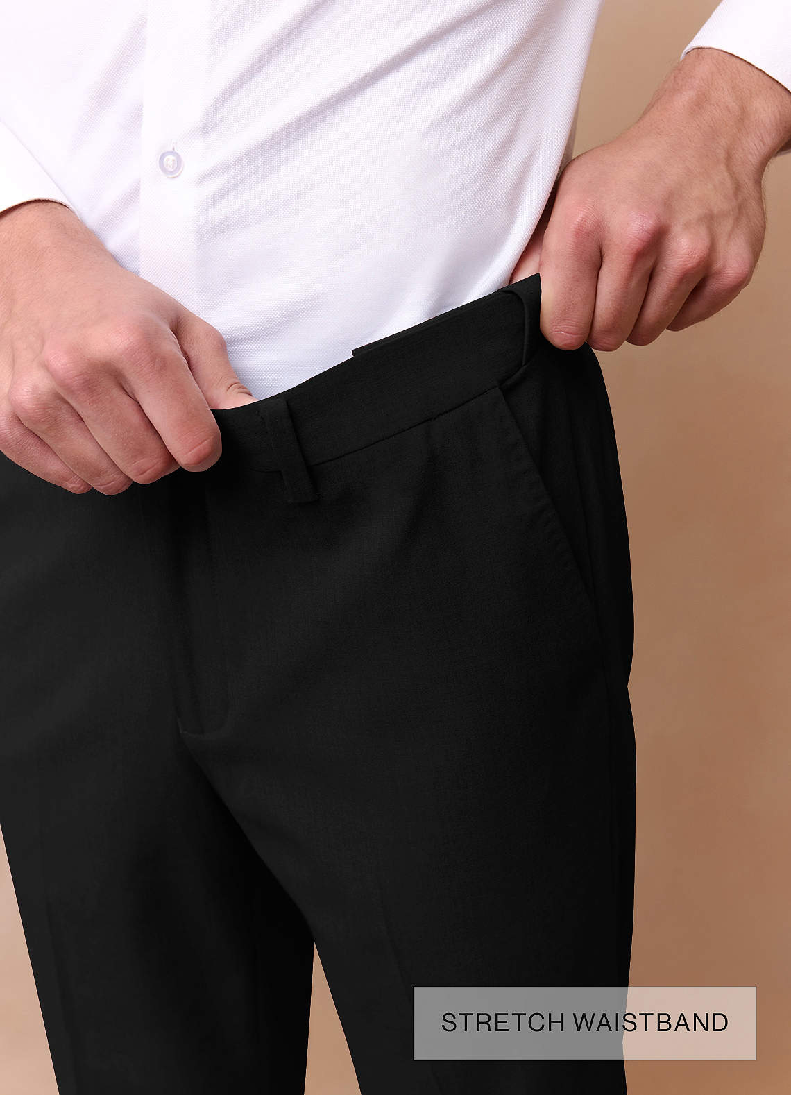 front Savile Czarny Spodnie wizytowe z mieszanki wełny