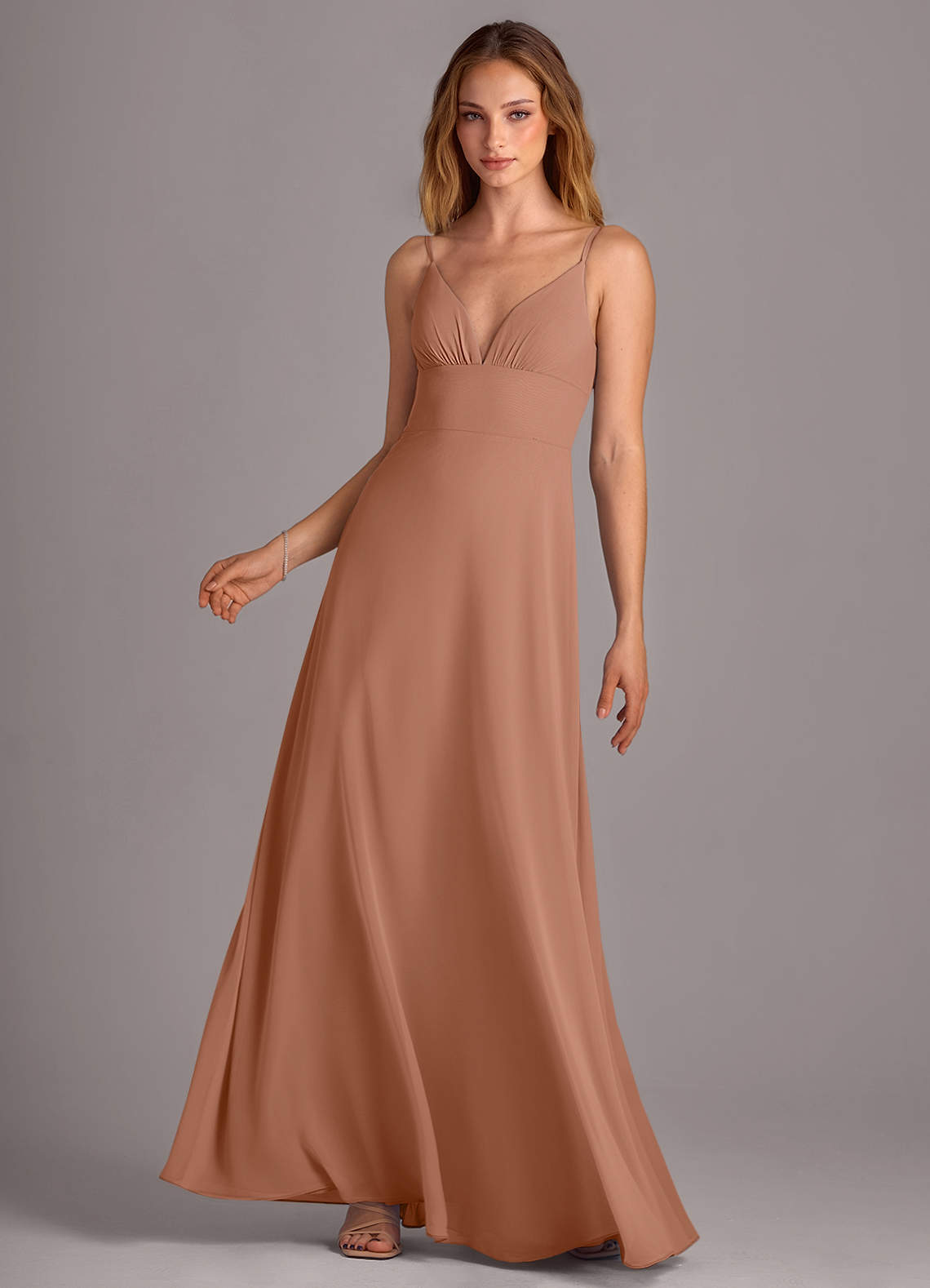 Azazie Amina Bridesmaid Dresses Bronzer A-Line Chiffon Dress image1