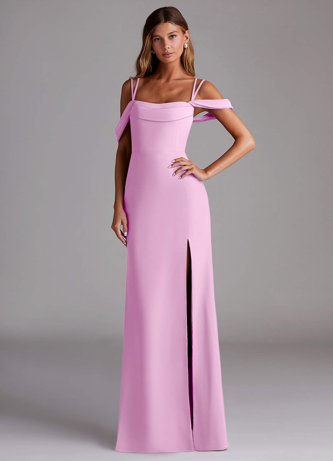 Azazie Callan Bridesmaid Dresses Candy Pink Mermaid Pleated Chiffon Convertible Dress image1