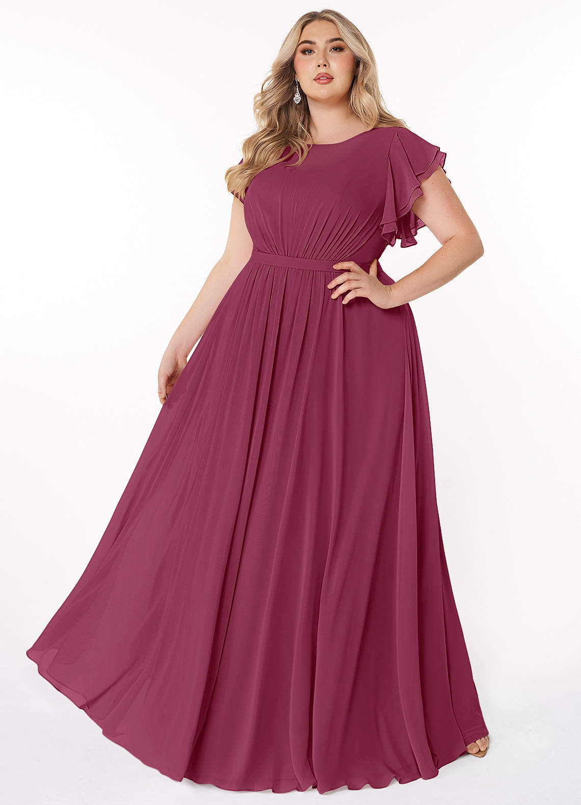 Azazie Daphne vestidos de dama de honor modestos Vestido de Corte En A Volantes Hasta el suelo Gasa image1