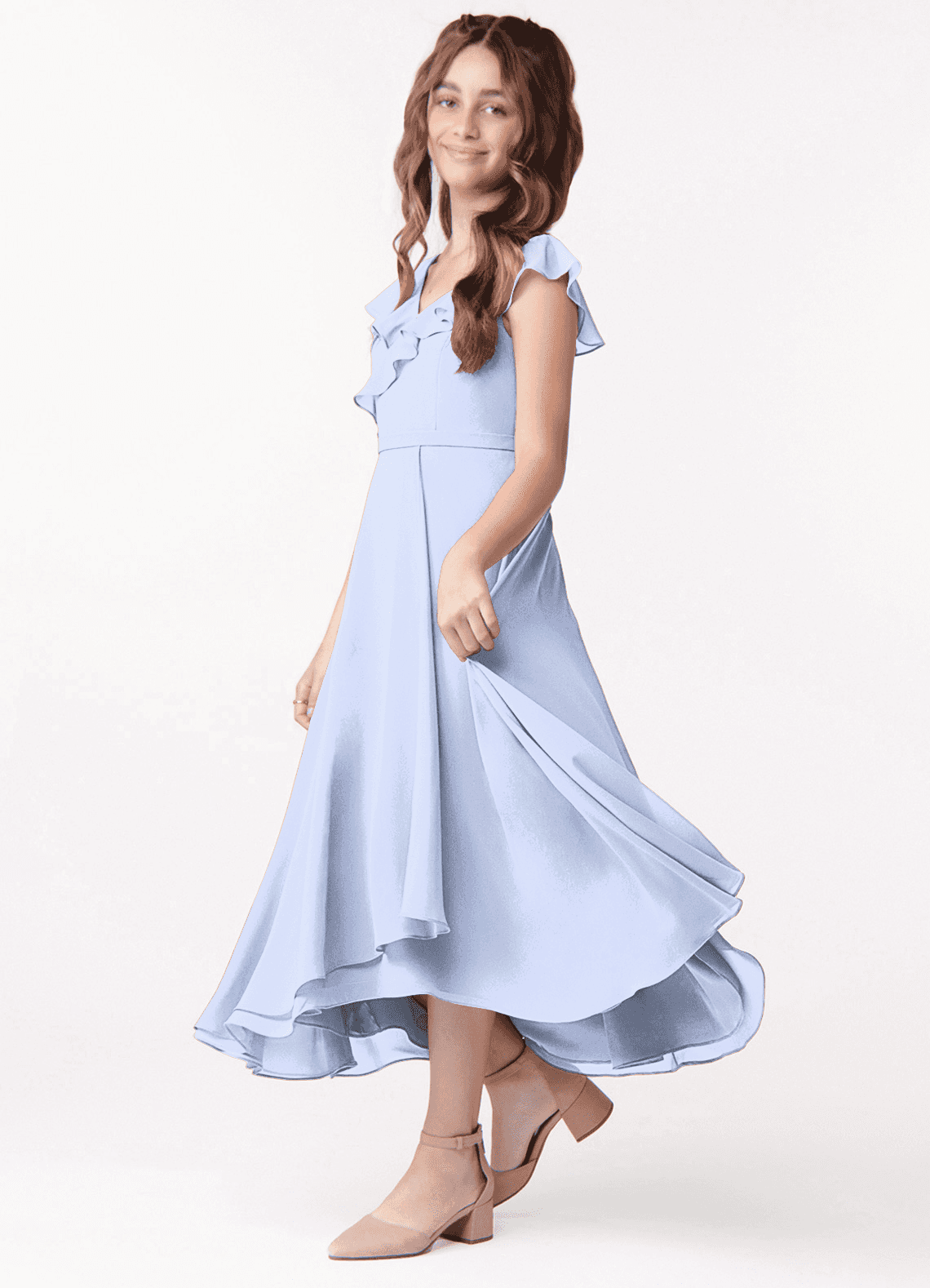 Azazie Posie Junior Ice A-Line Ruched Chiffon Dress image1