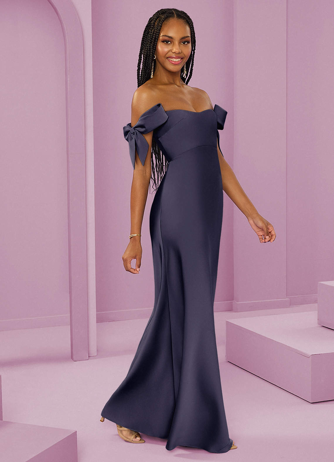 Vestido de dama de honor Barbie™ ❤ AZAZIE 1037 en color Tormenta