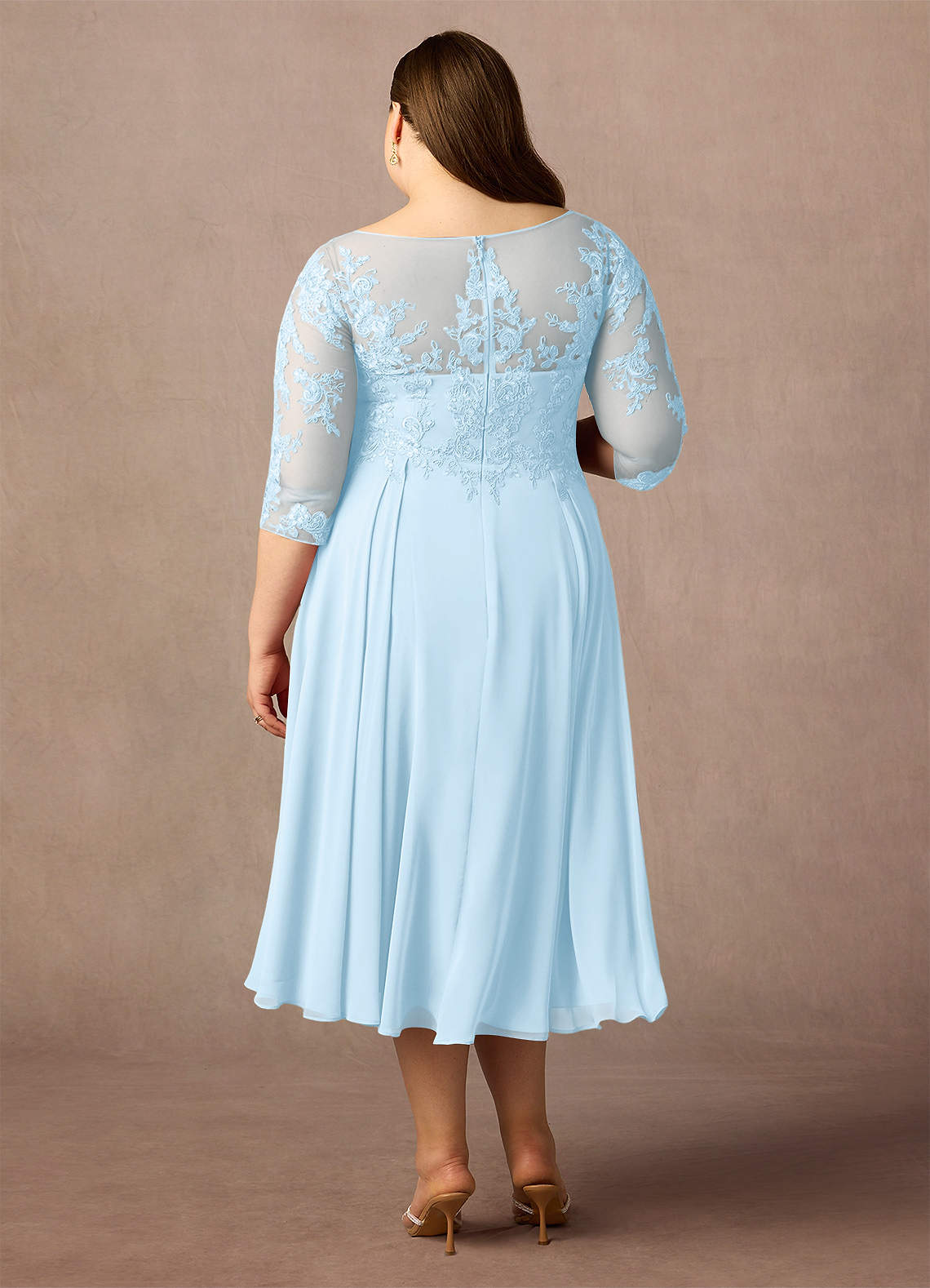 Azazie Marge Mother of the Bride Dresses Sky Blue A-Line Scoop Lace Chiffon Dress image6