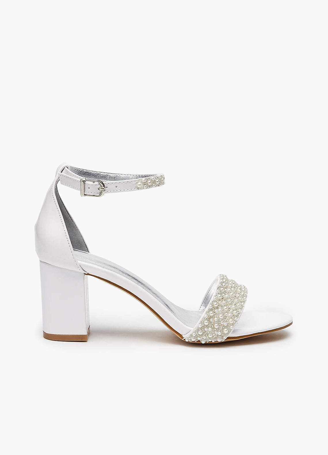 front Crystal and pearl Block Heels
