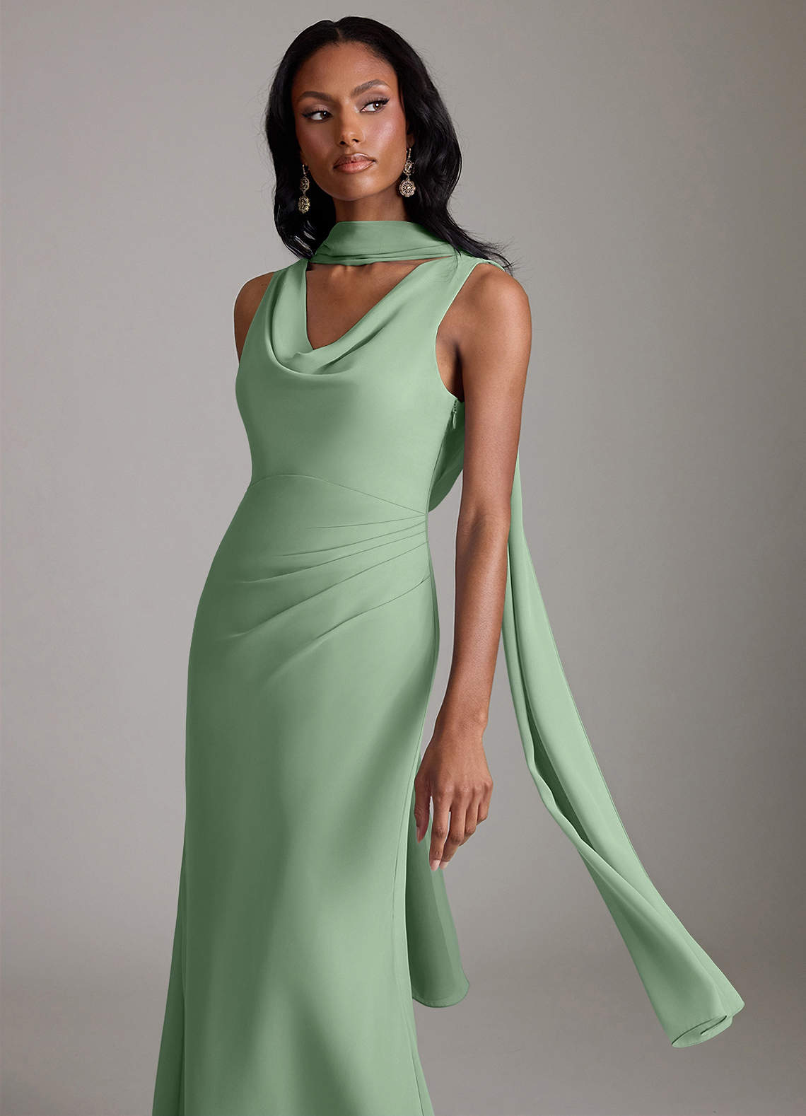 Azazie Linelle Matcha Chiffon Bridesmaid Dresses | Azazie