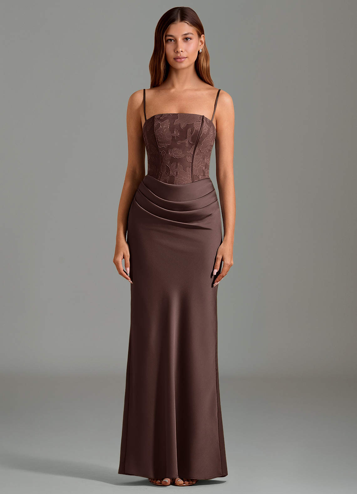 Azazie Emilia Jurken voor bruidsmeisjes Jurk van Stretch Satijn met Zeemeermin Strapless Ganache image4