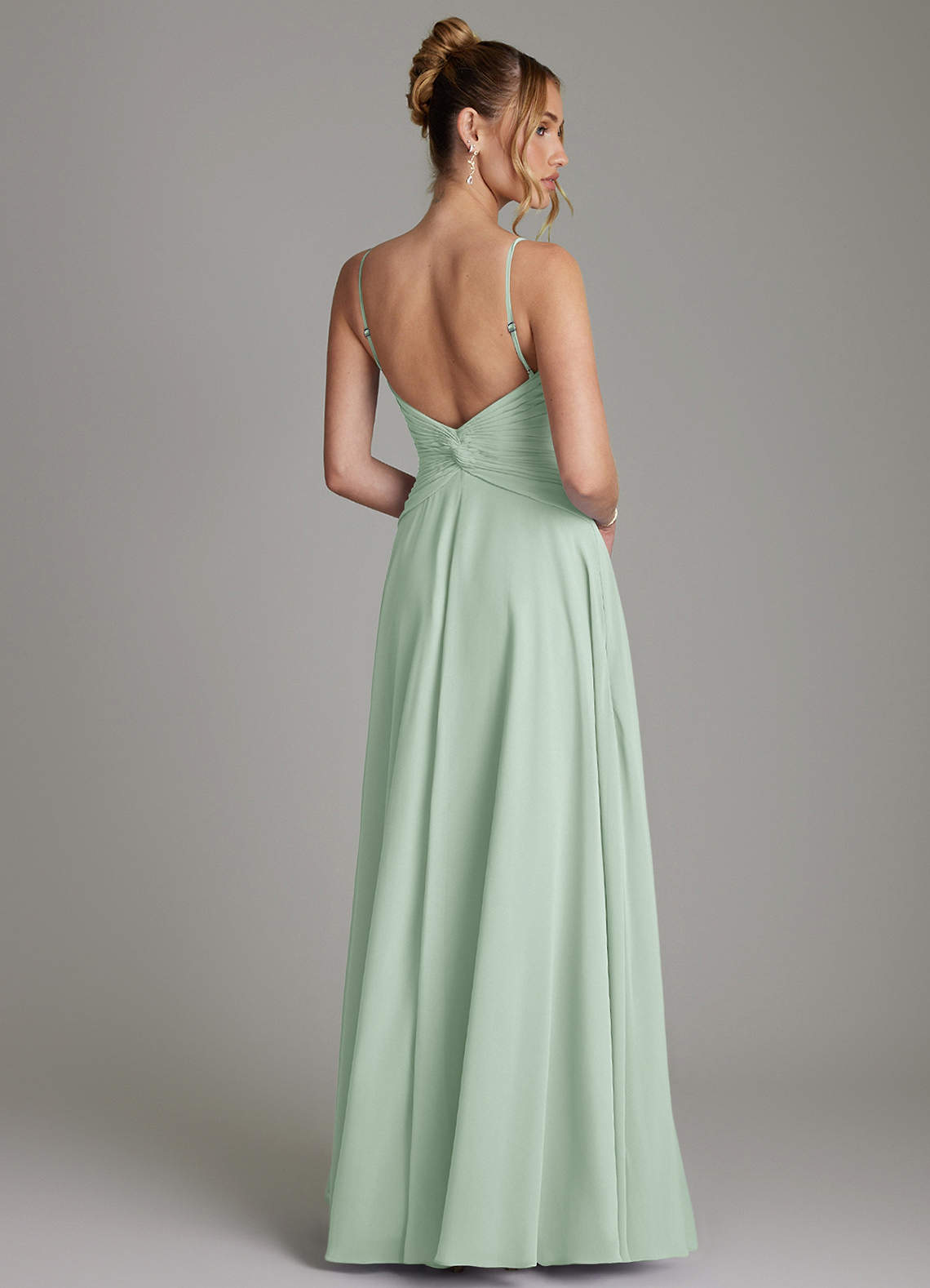 Azazie Elita Brudepigekjoler En streg Plisseret Chiffon Gulv-længde Kjole image6