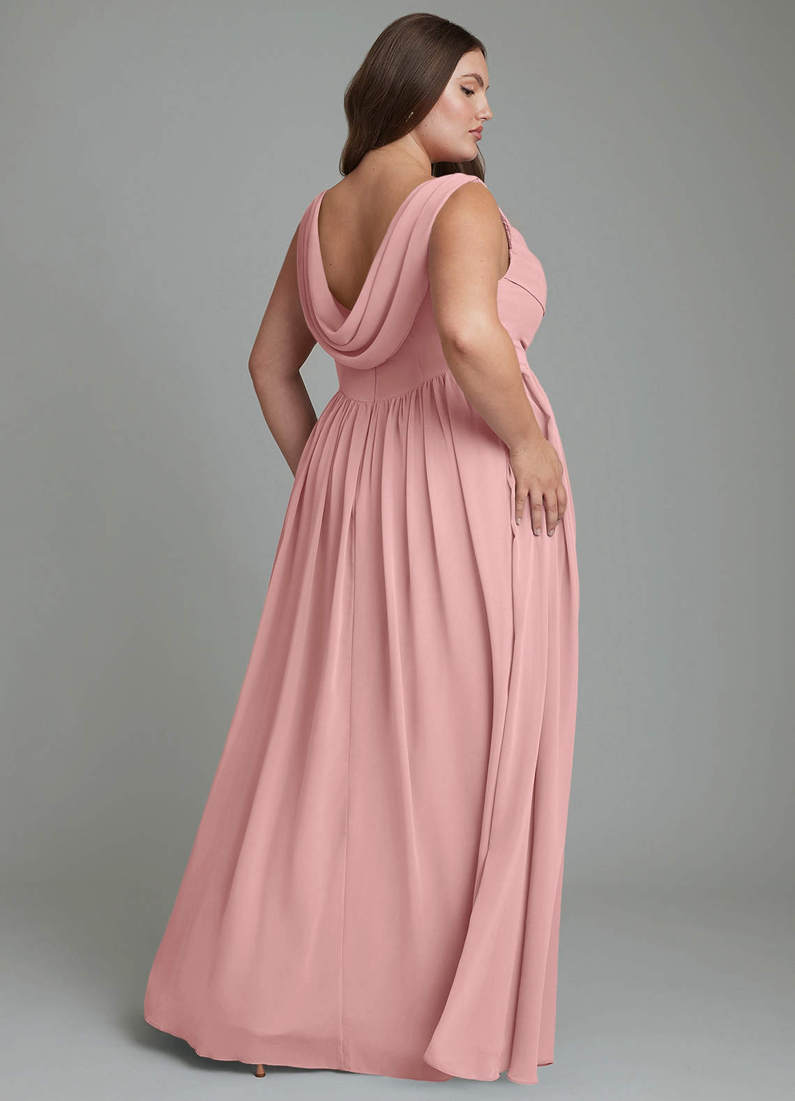Azazie Novi Bridesmaid Dresses Dusty Rose A-Line Pleated Chiffon Dress image7