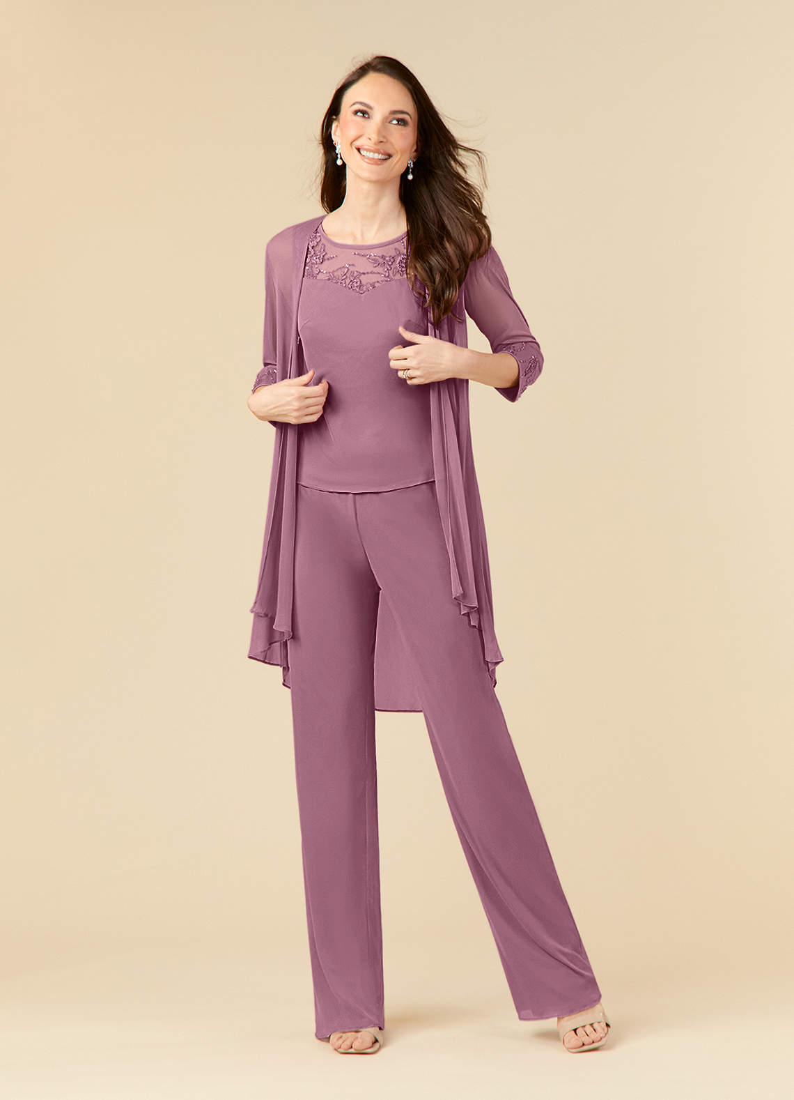 Azazie Frances Mère de la mariée Robes Robe Combinaison/Tailleur Pantalon en Maille Découpé Mauve Vintage image1