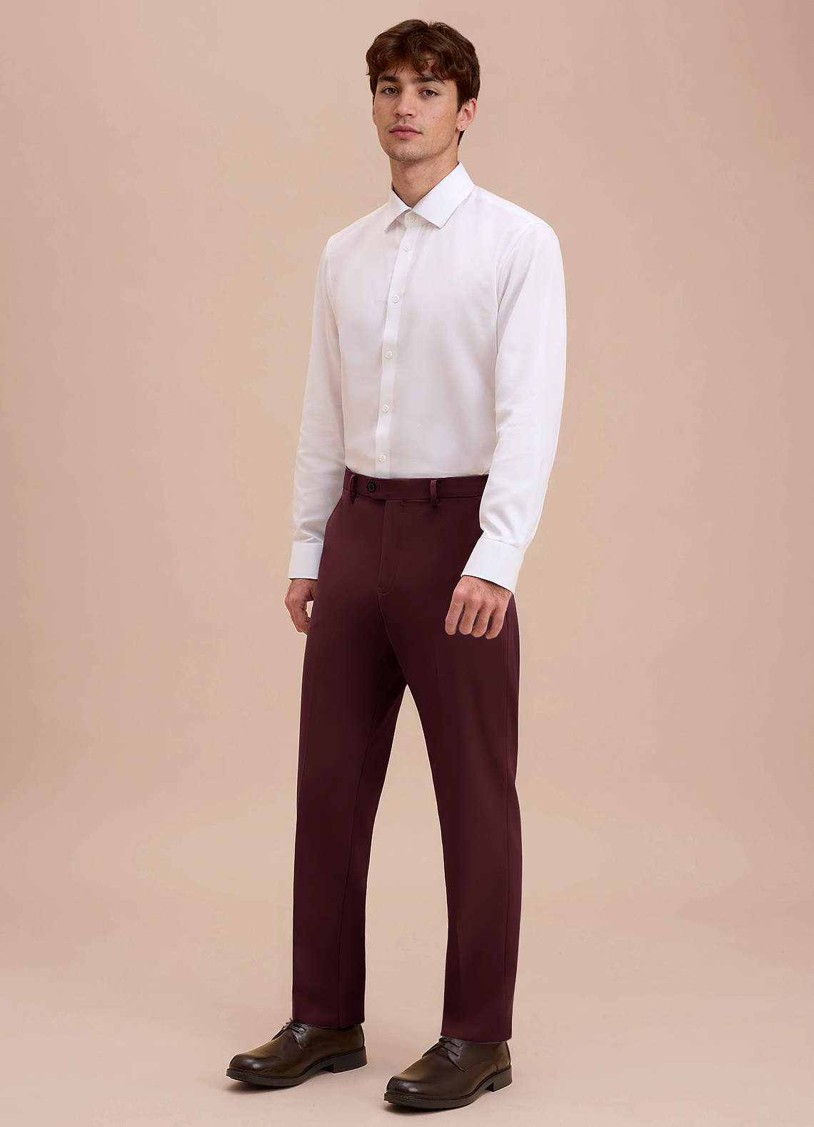 front Ethan Cabernet Refined Weave Performance Dress Pants