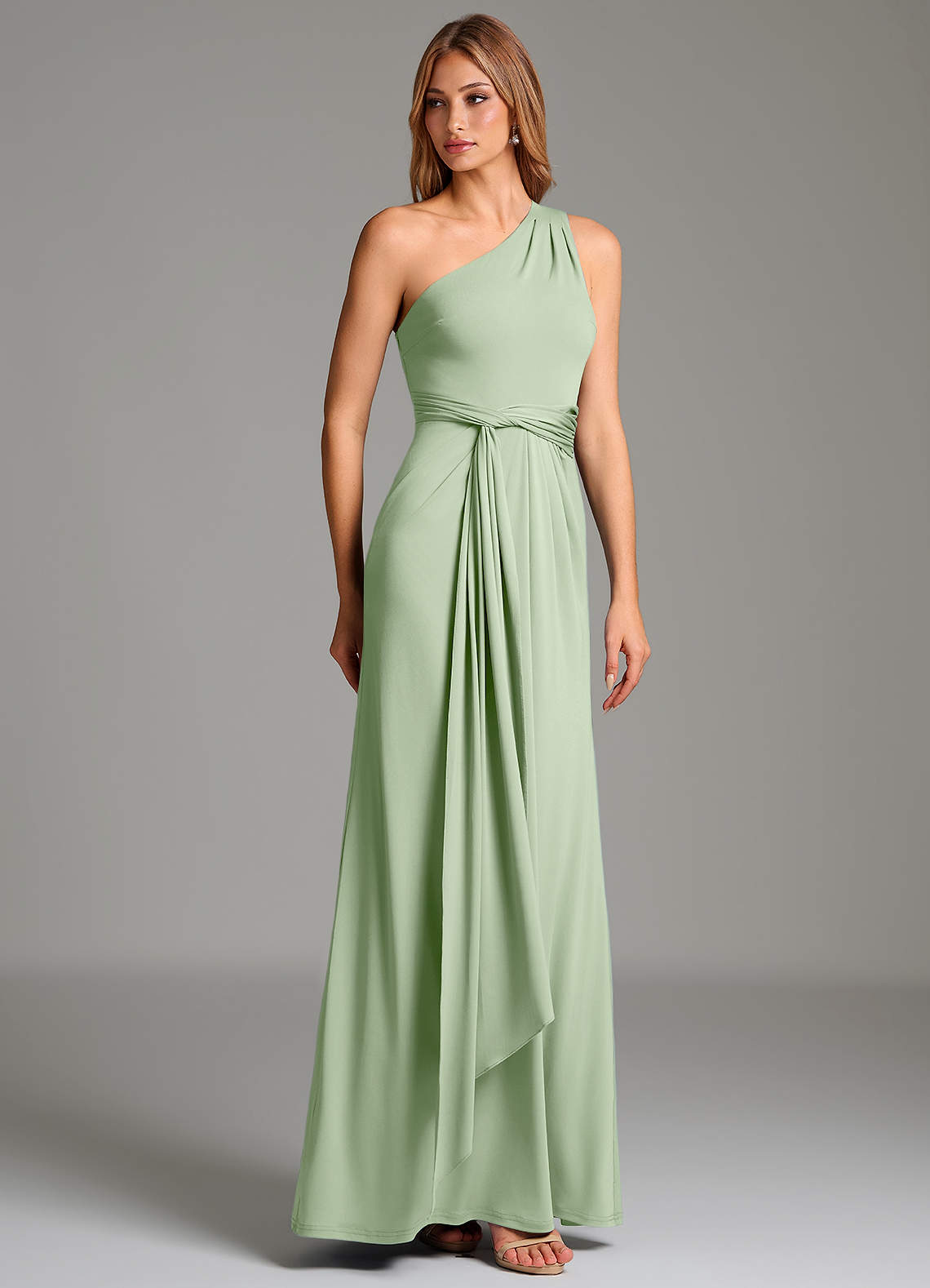 jersey a line bridesmaid dress Jersey A-Line Bridesmaid Dress with Knot Detail