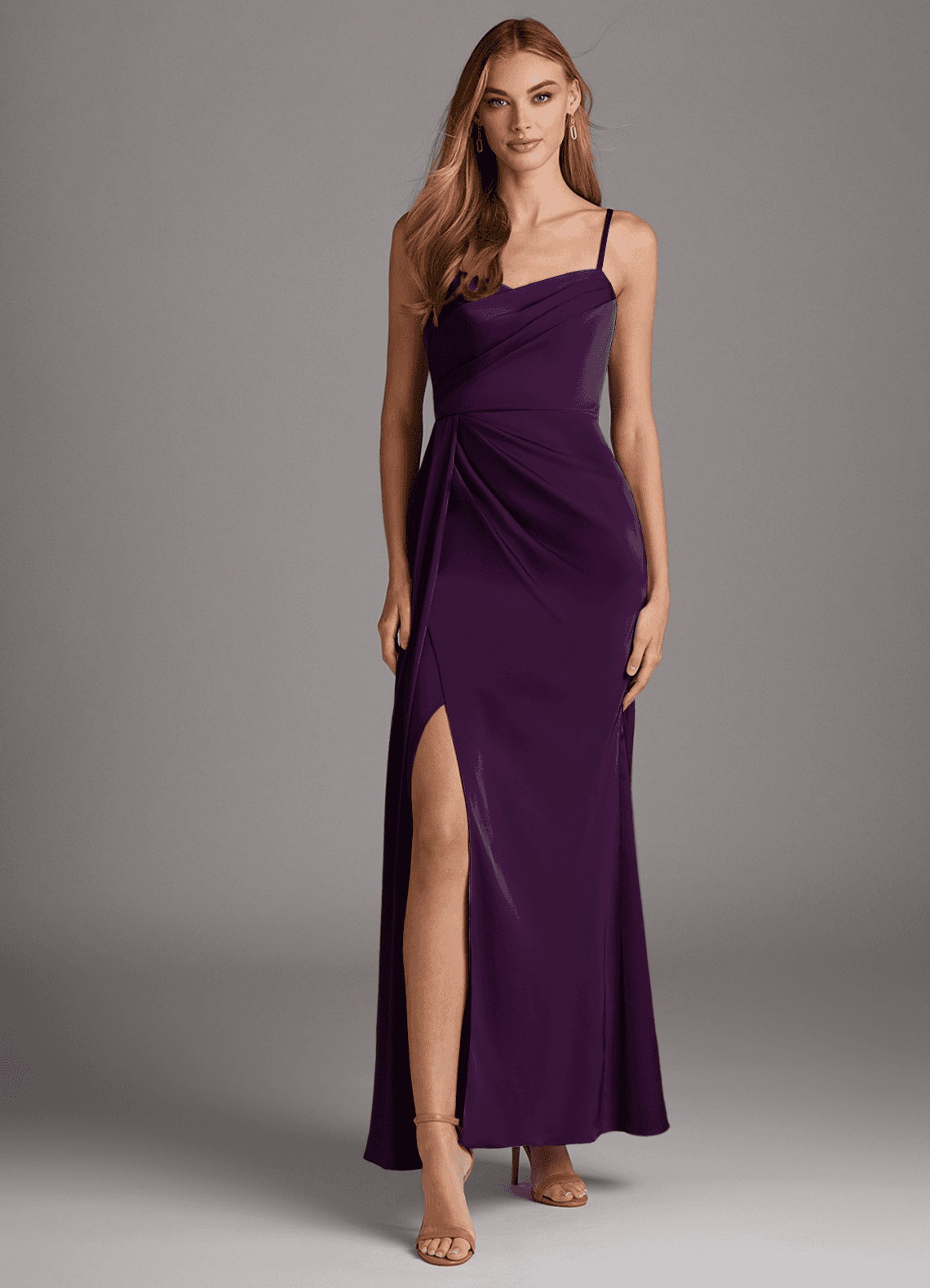 Cotton Spaghetti Straps Grape Mermaid Evening Dress Cotton Spaghetti Straps Grape Mermaid Evening Dress
