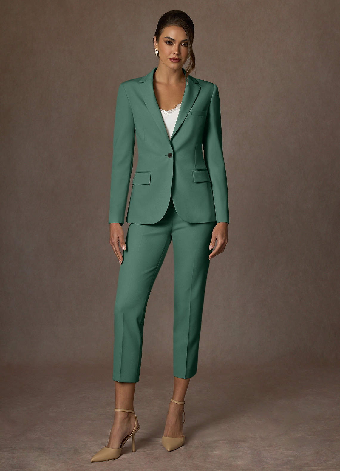 front Kennedy Eucalyptus Structured Stretch Dress Pants