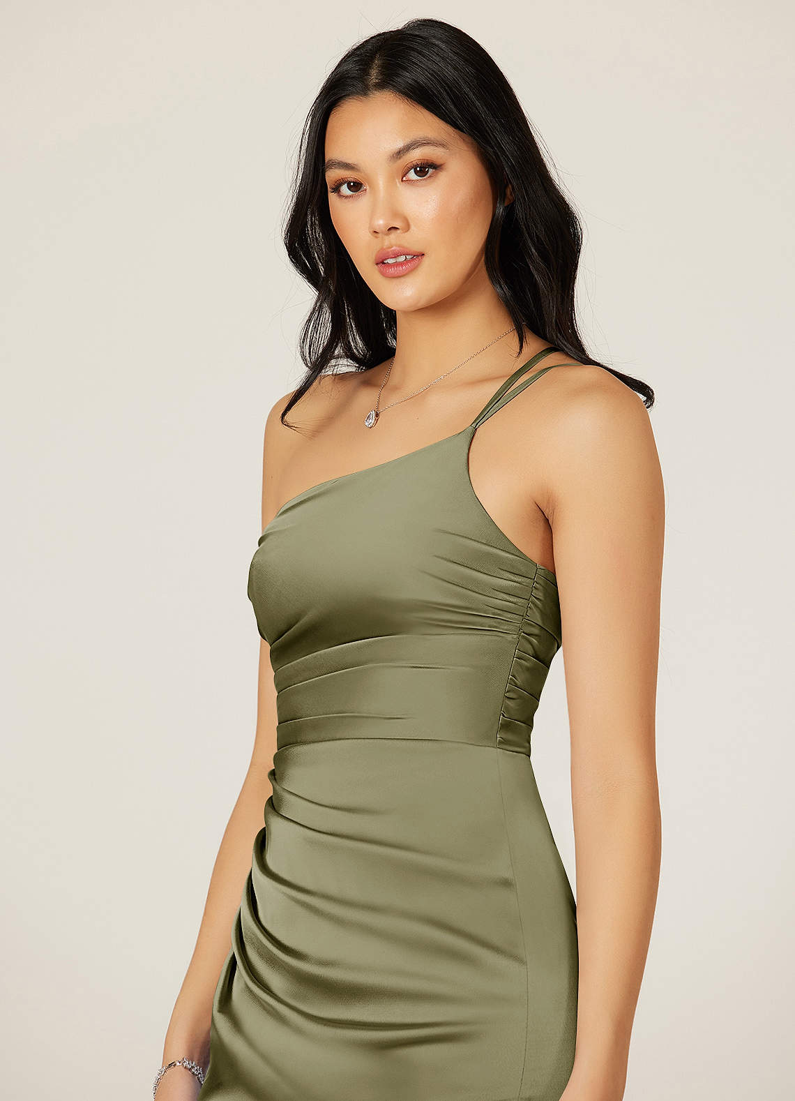 Pistachio Azazie Eren Stretch Satin Dress Bridesmaid Dresses | Azazie