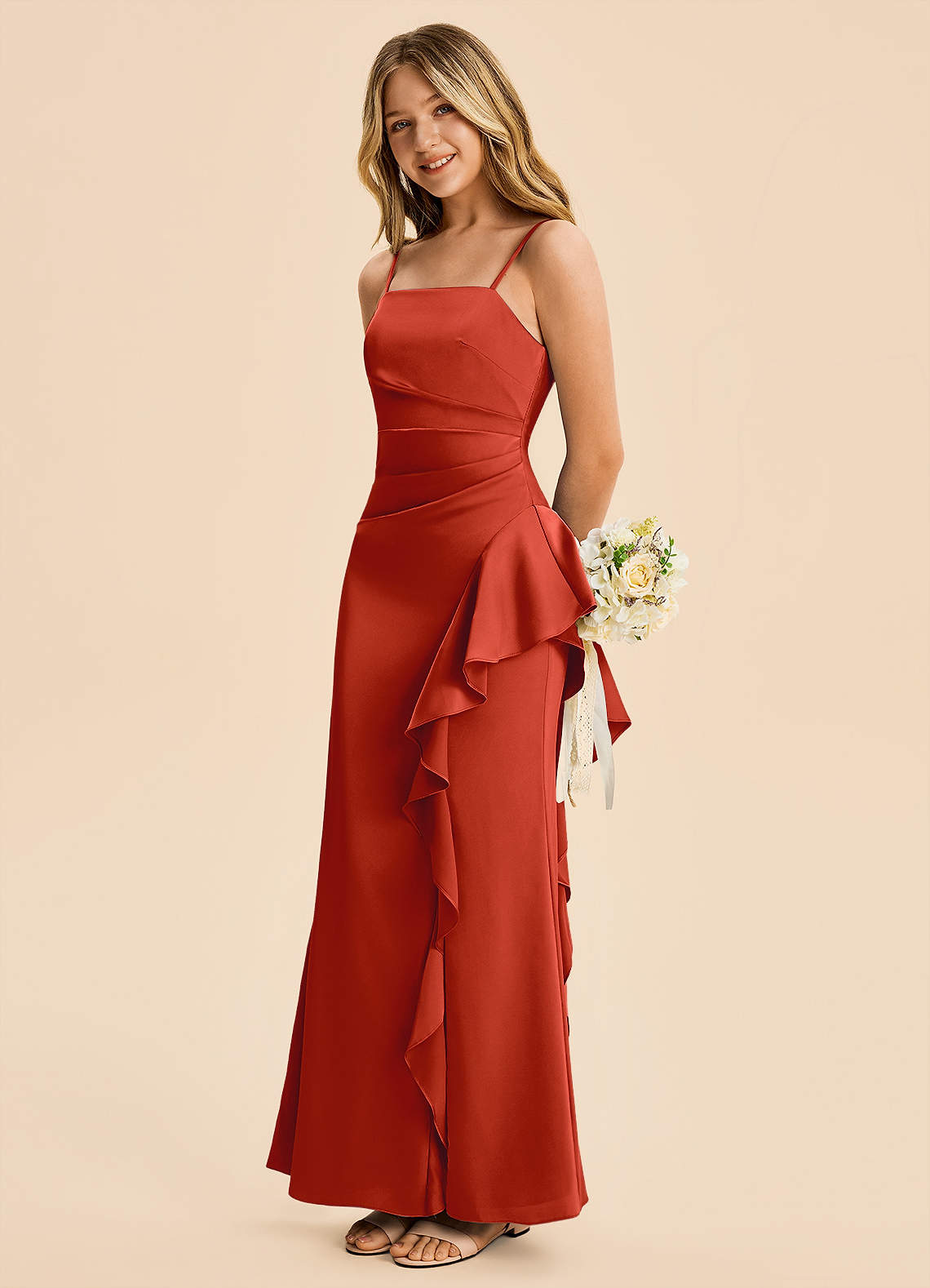azazie rust bridesmaid dresses Lyla Junior quiz_movement_dance Rent Warehouse Floral Satin CLOTHING SIZES:XS