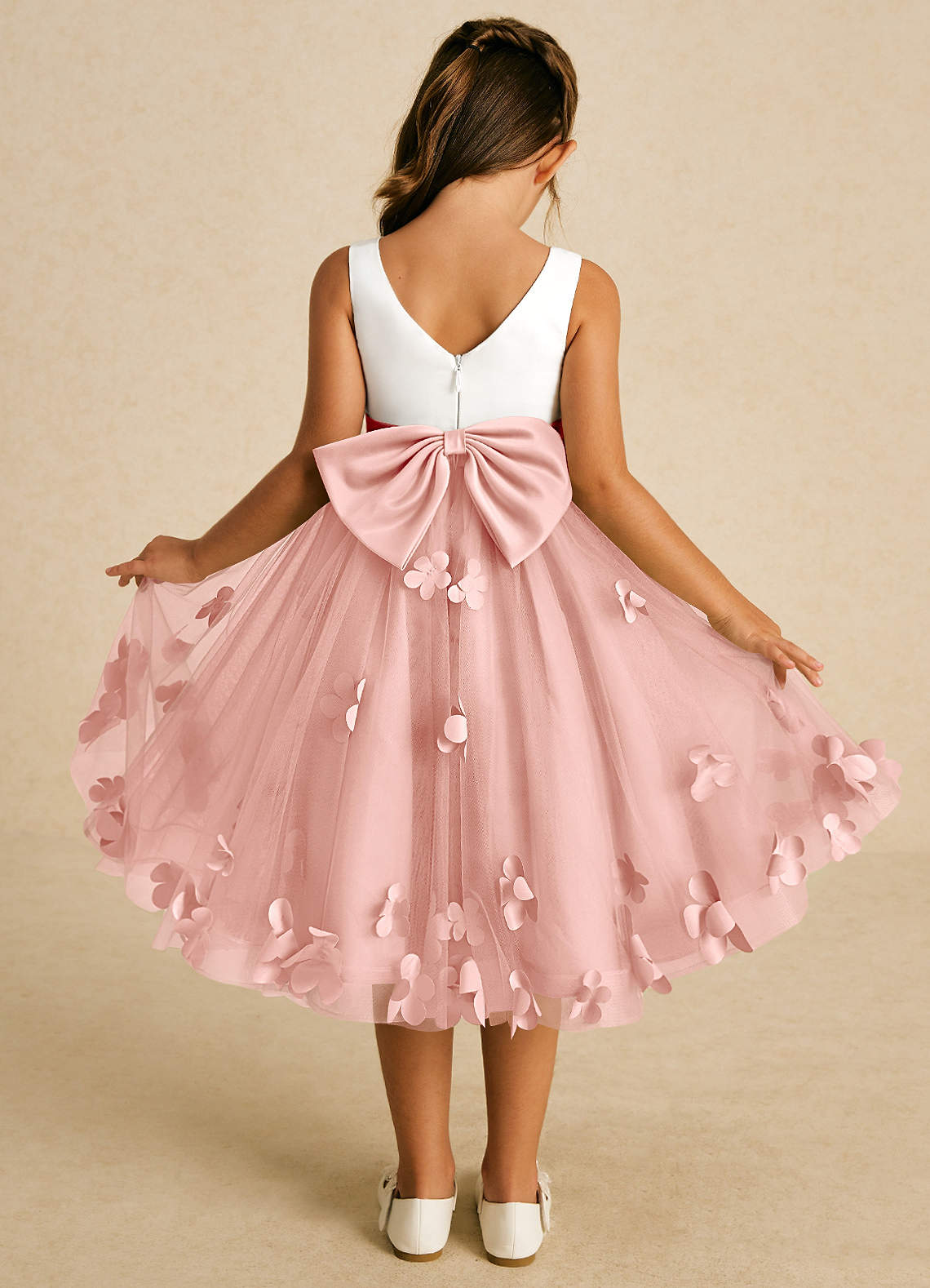 Azazie Sprout Flower Girl Dresses Rosette A-Line Bow Tulle Dress image1
