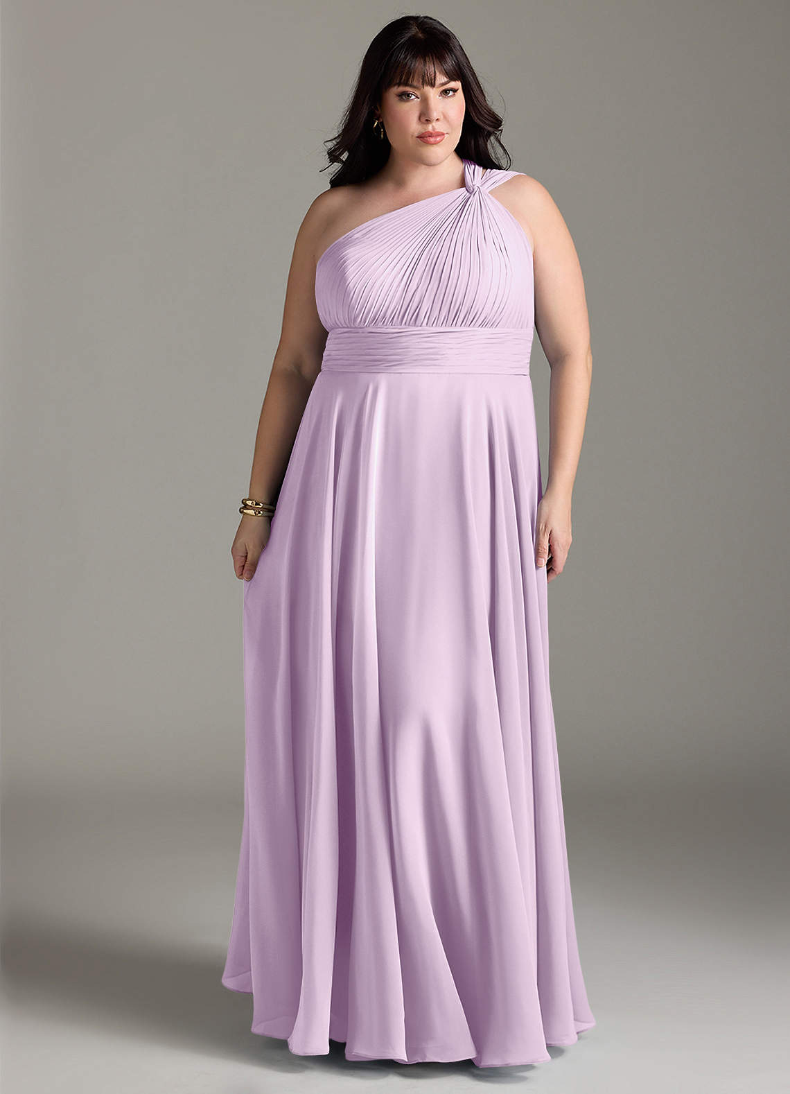 Azazie Charlize Brautjungfernkleider A-Linie One-Shoulder Chiffon Kleid Frostiges Flieder image1