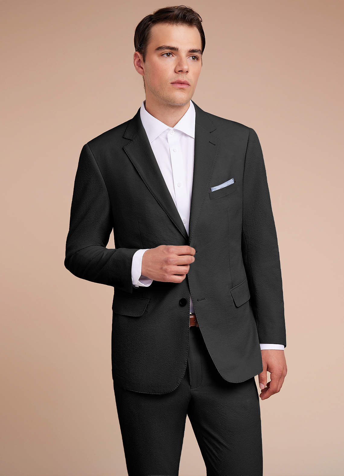 front Miles Black Seersucker Suit Jacket