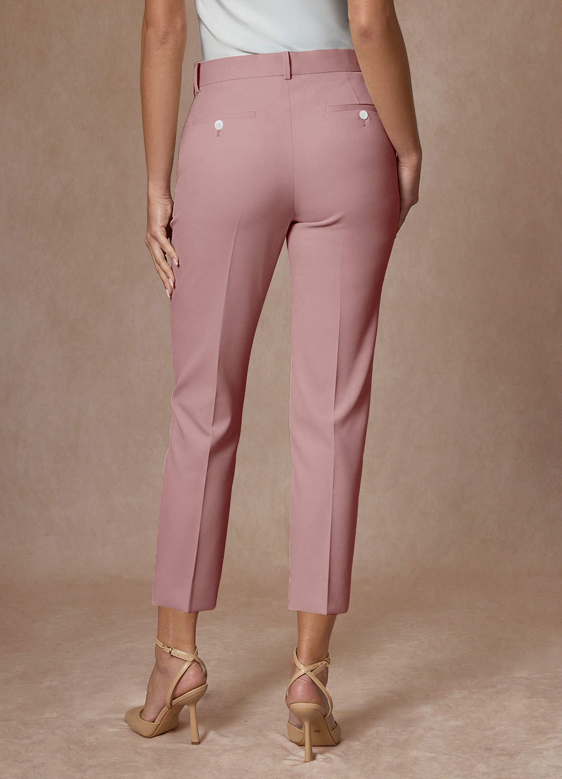 front Whitney Dusty Rose Structured Stretch Cropped Pants Suit
