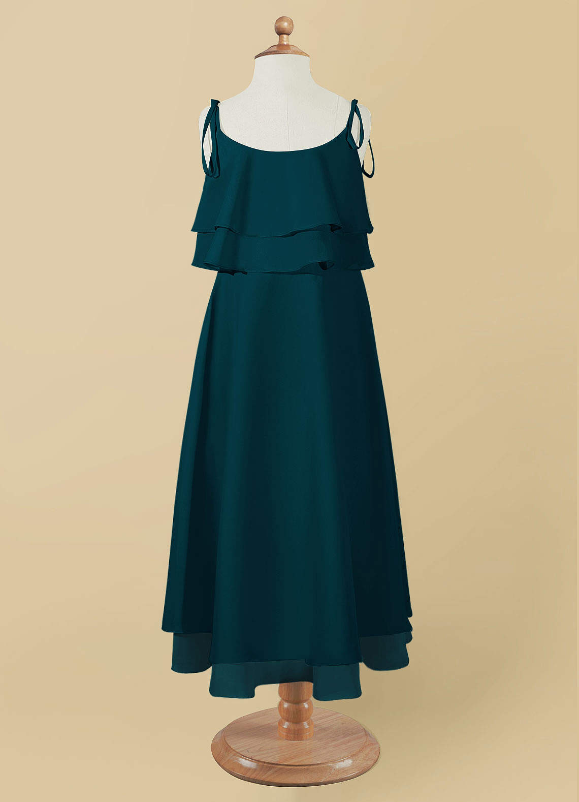 A-Line Spaghetti Strap Chiffon Bridesmaid Dress in English Rose main image 1