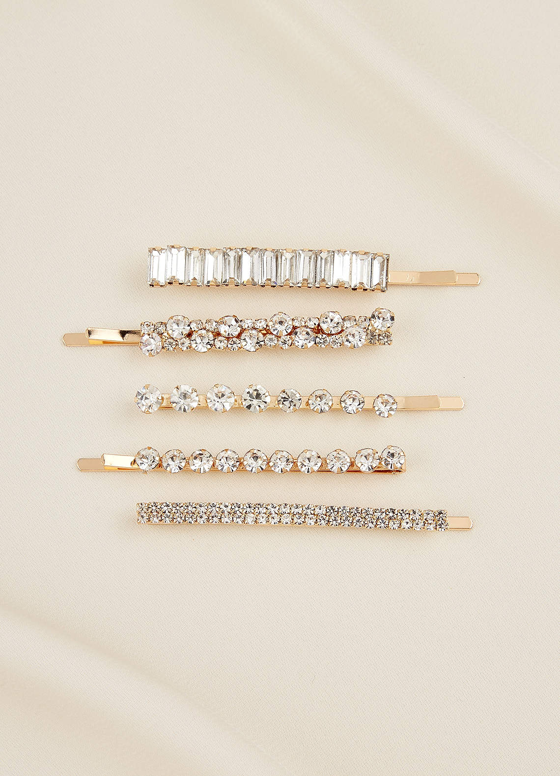 front Assorted Rhinestone Hair Clip Set
