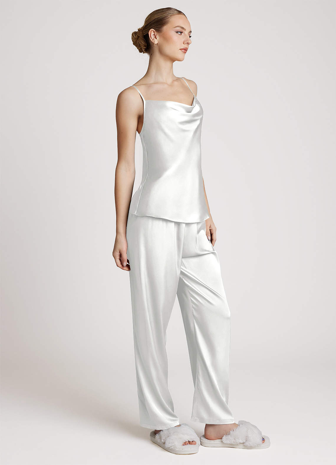front Satijnen loungewearset met lange mouwen, 3-delig