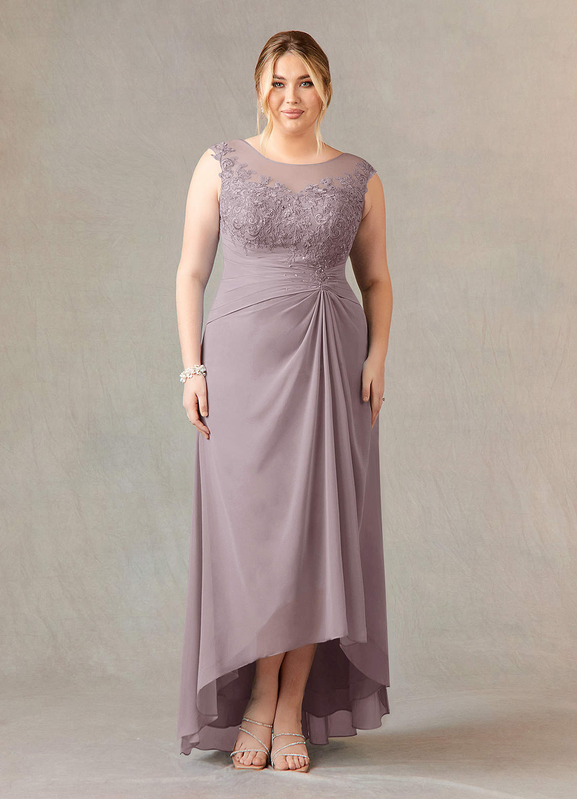 Azazie Endora Final Sale Dusk A-Line Scoop Lace Chiffon Dress image1