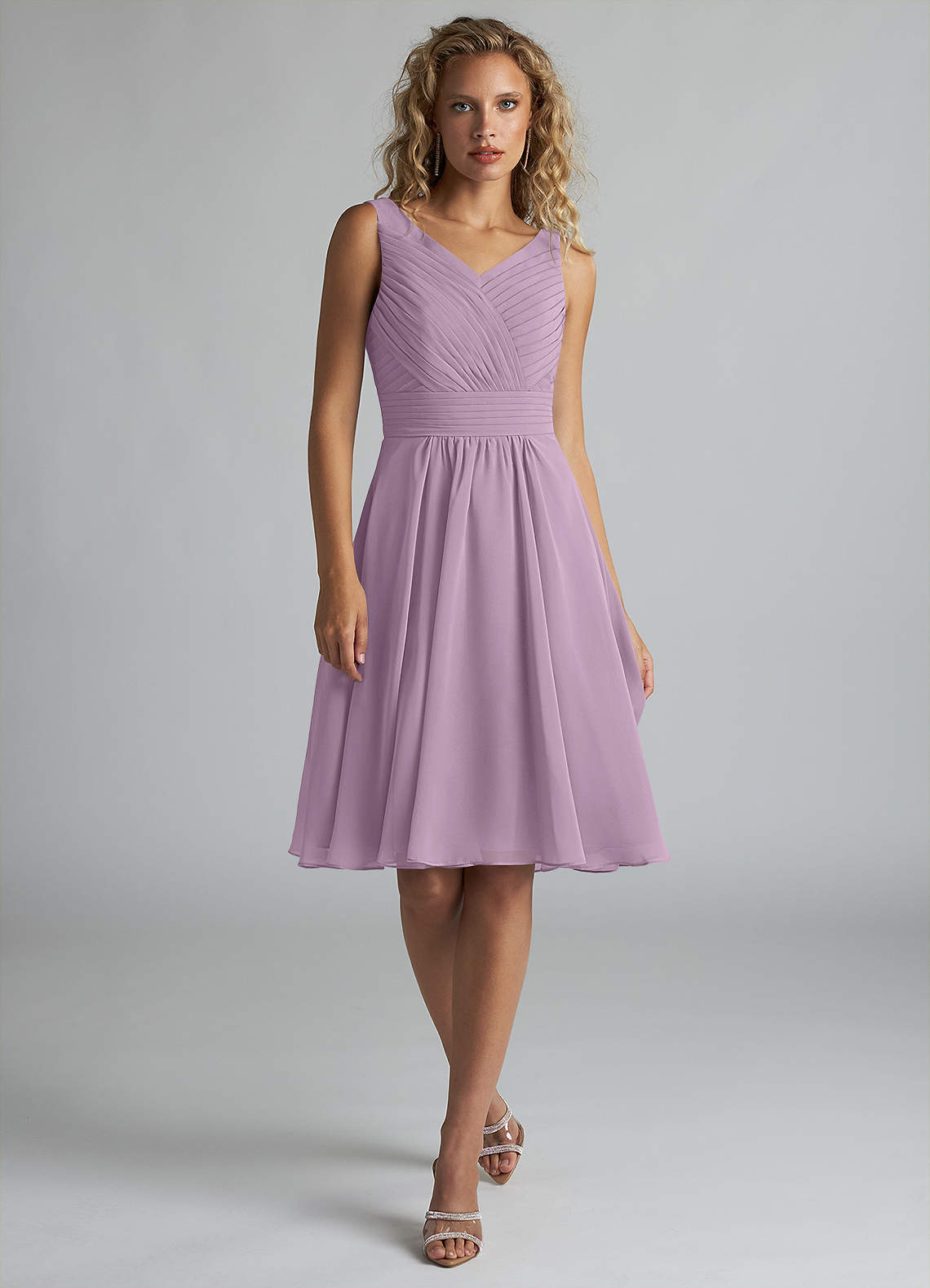 Azazie Grace Abiti da Damigella Abito A-Line in Chiffon Plissettato Glicine image1